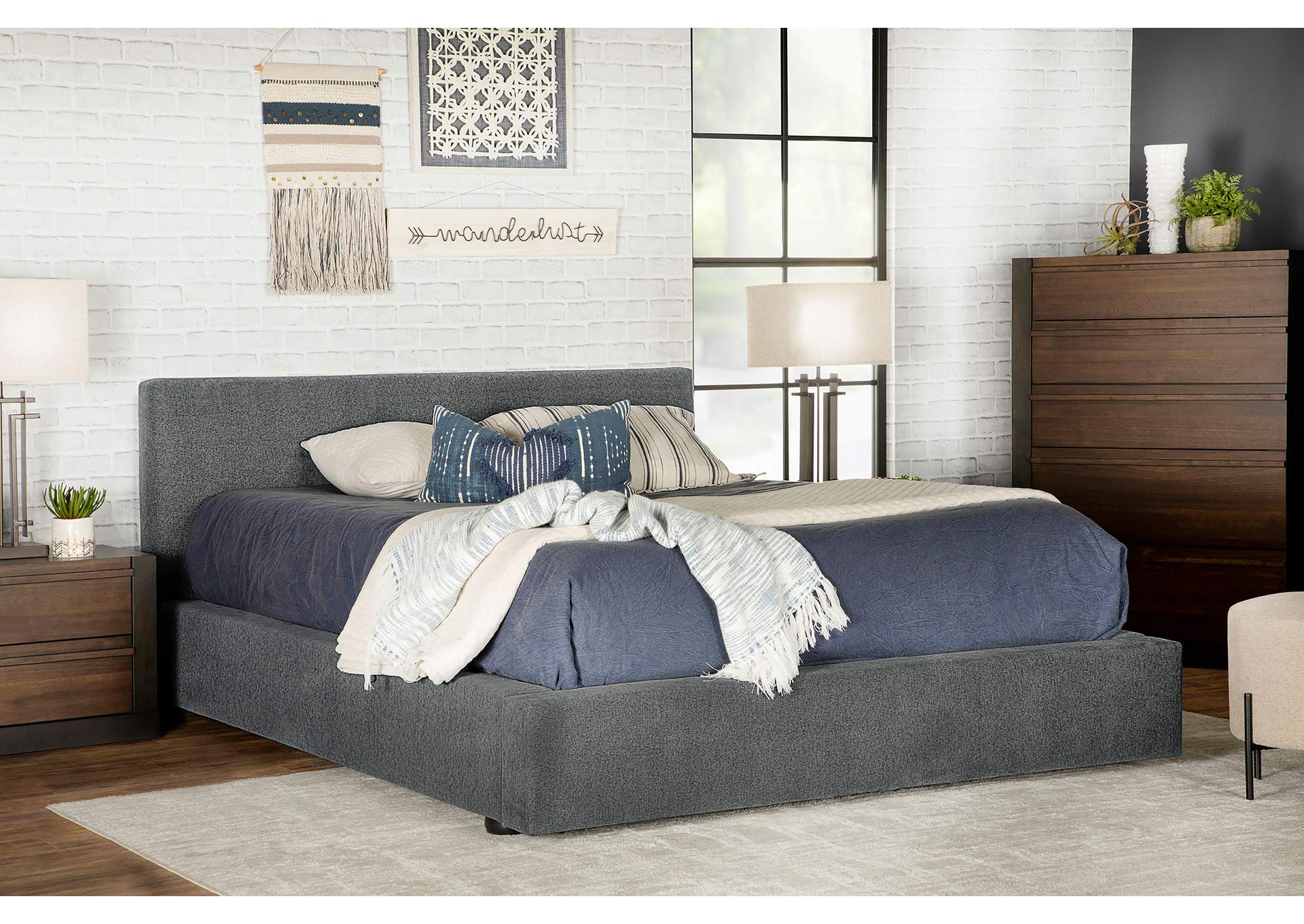 Gregory Upholstered Platform Bed Graphite