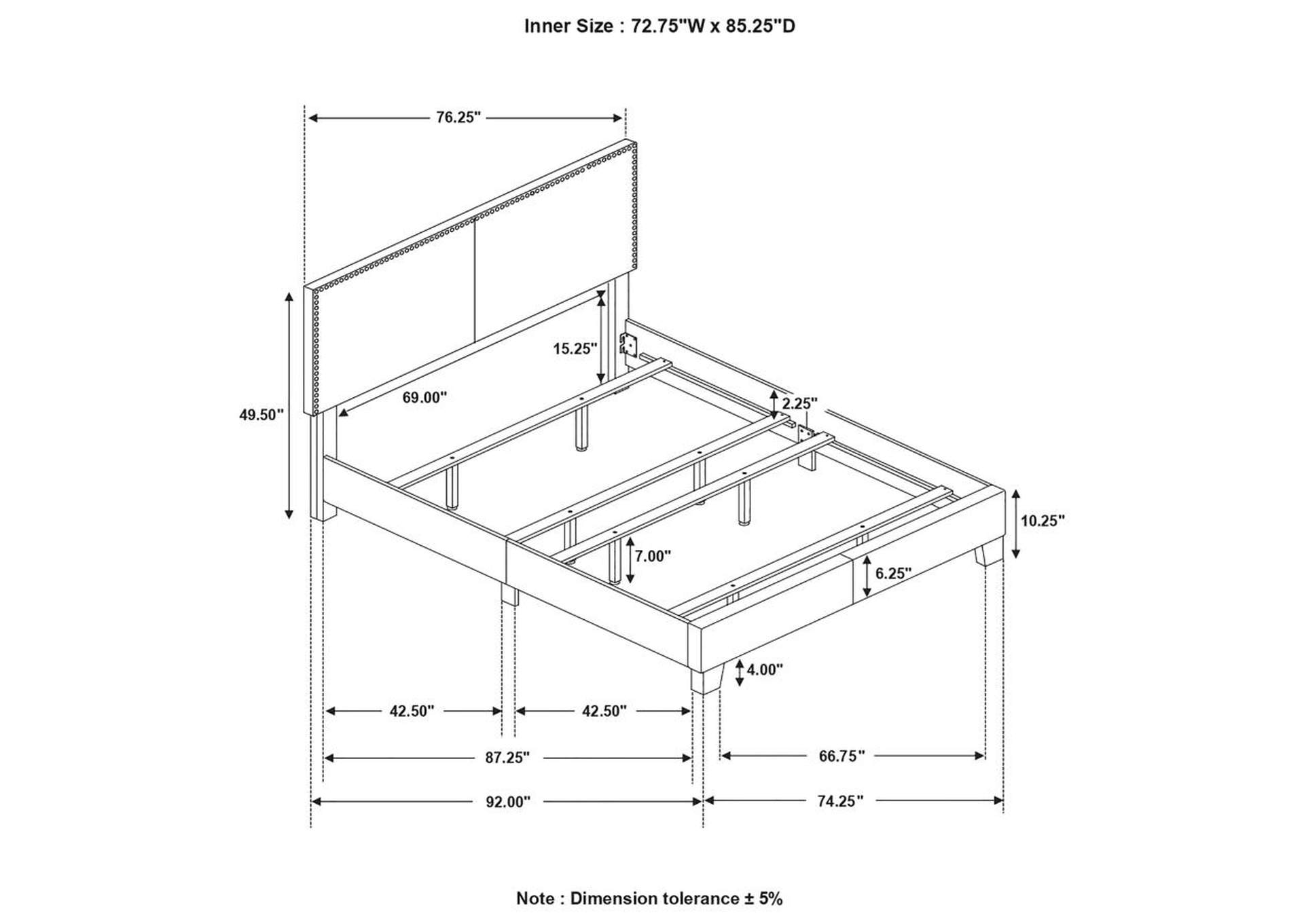 Boyd California King Upholstered Bed with Nailhead Trim Grey