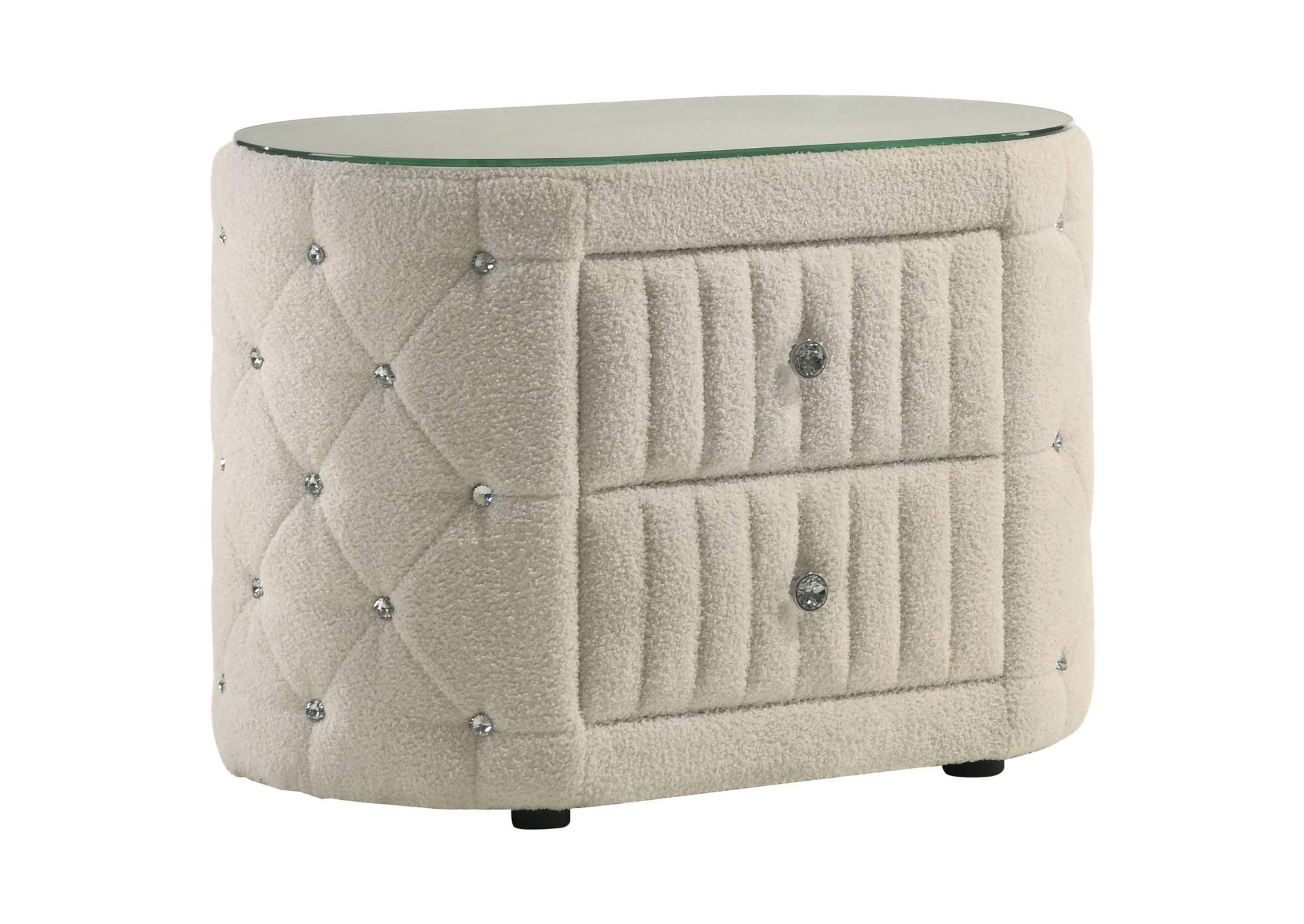 Sonya 2-drawer Upholstered Nightstand Bedside Table Ivory