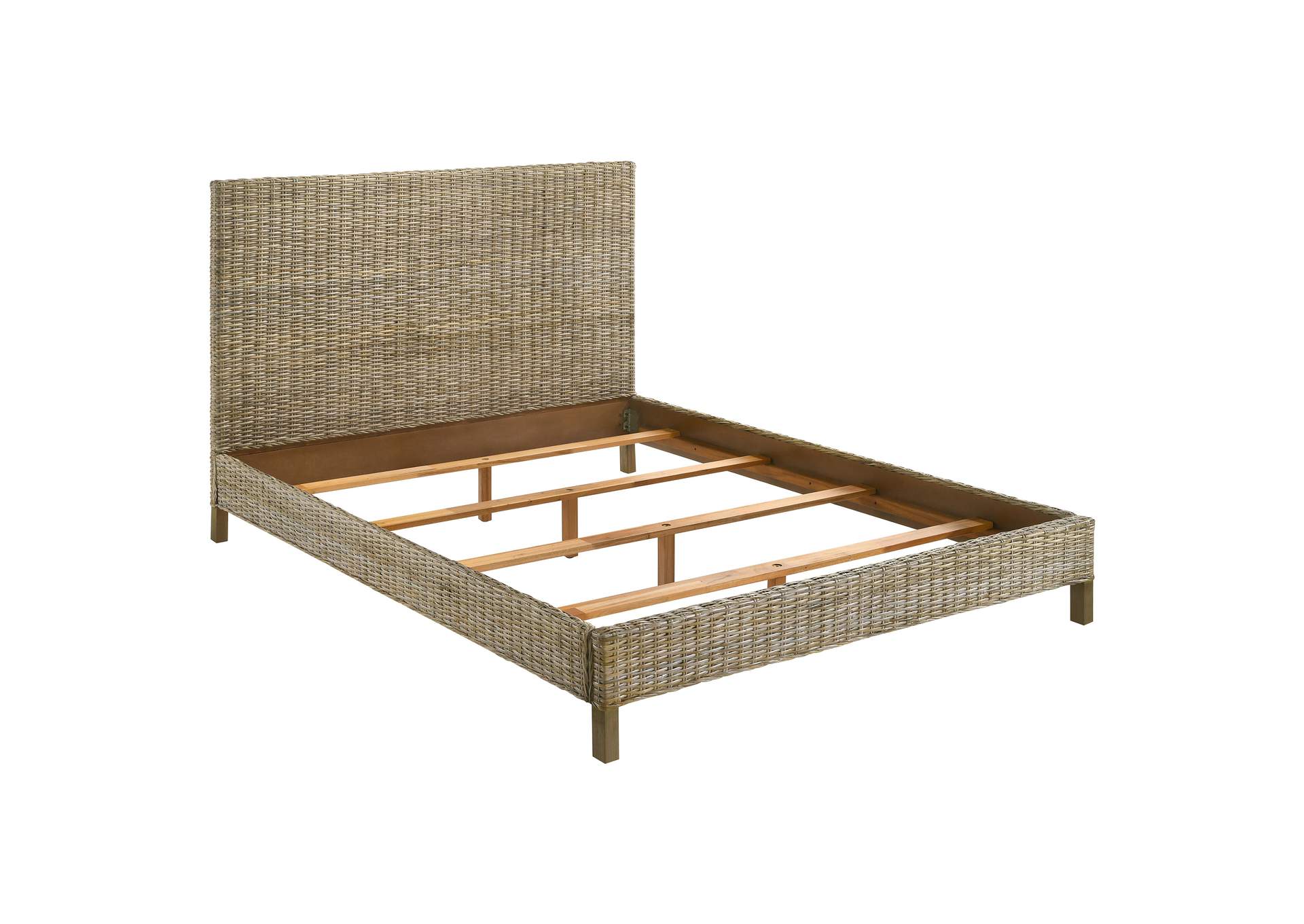 Zyla Woven Rattan Eastern King Panel Headboard Kubu Grey