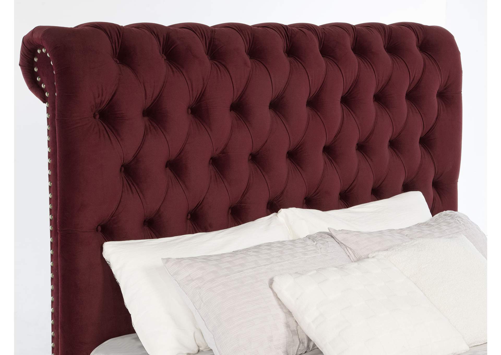 Devon 57-inch Upholstered Eastern King Panel Bed Wine Red