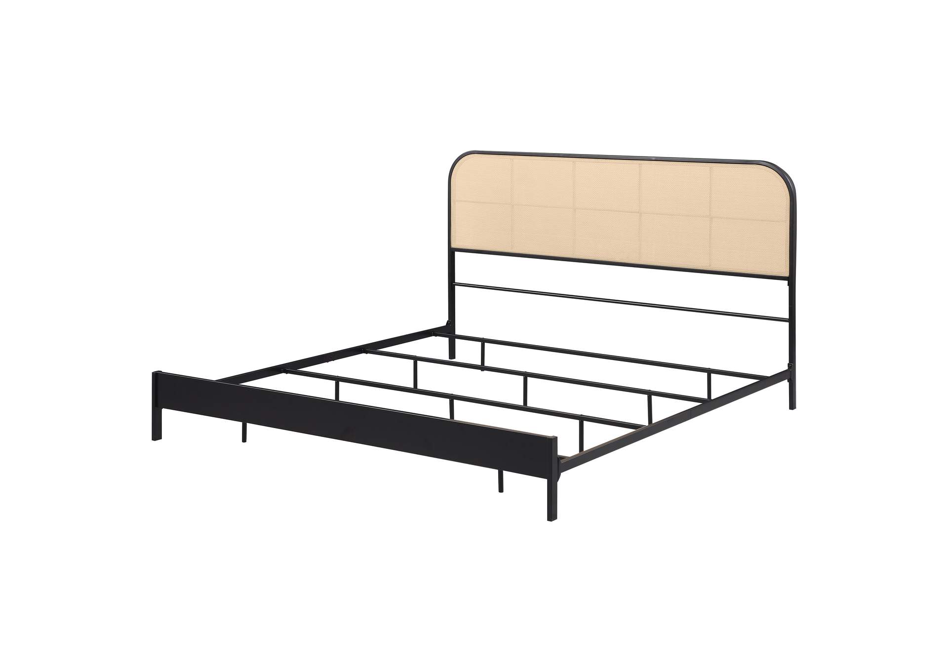 Amherst Radio Weave Rattan Metal Eastern King Bed Black