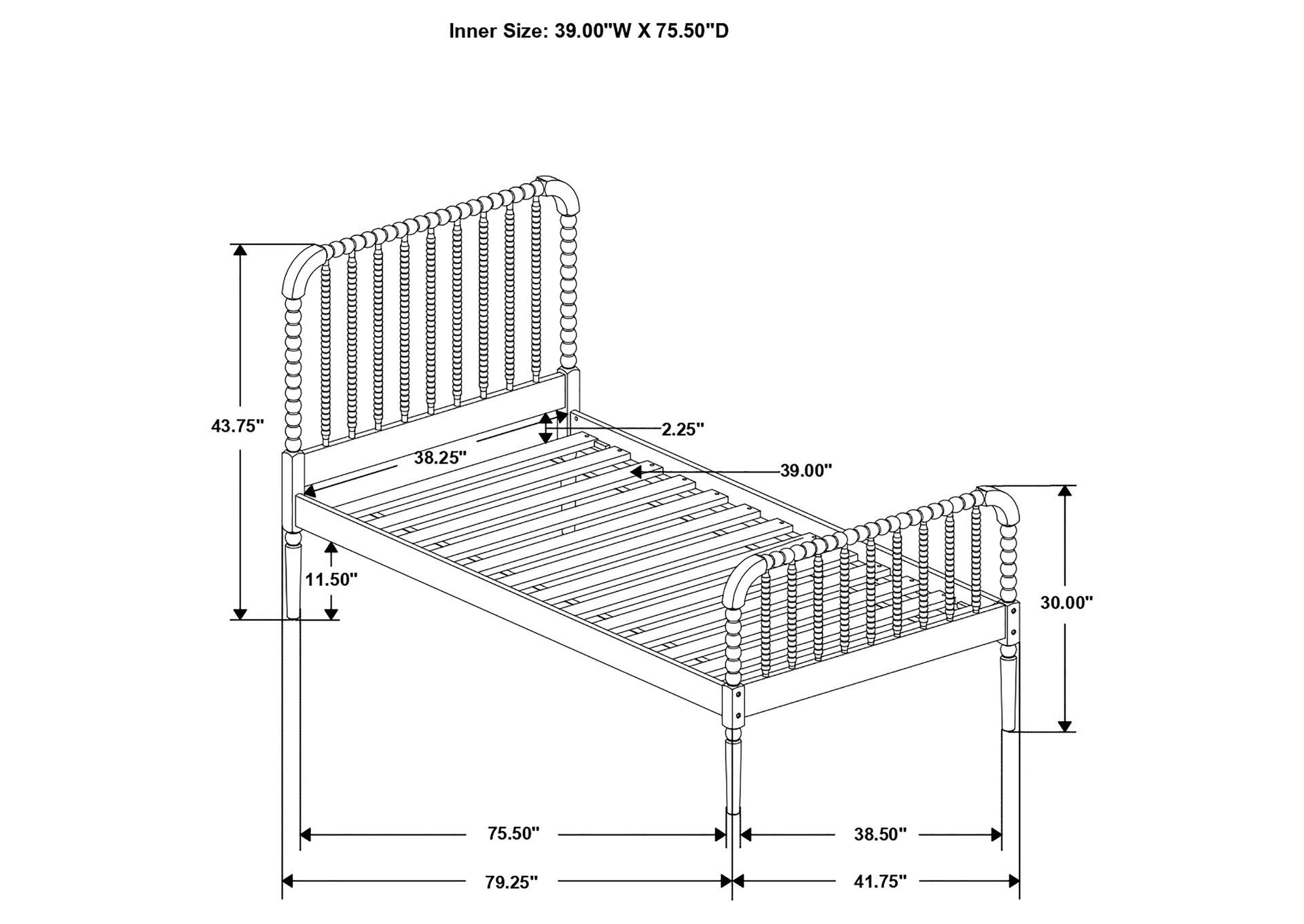 Jones Wood Twin Open Frame Bed White image 12