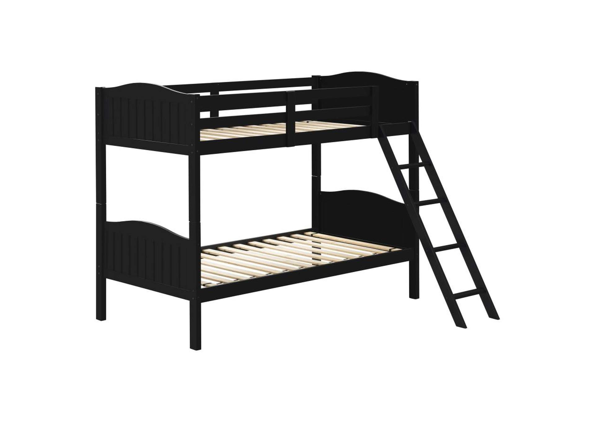 Arlo Twin/Twin Bunk Bed with Ladder Black