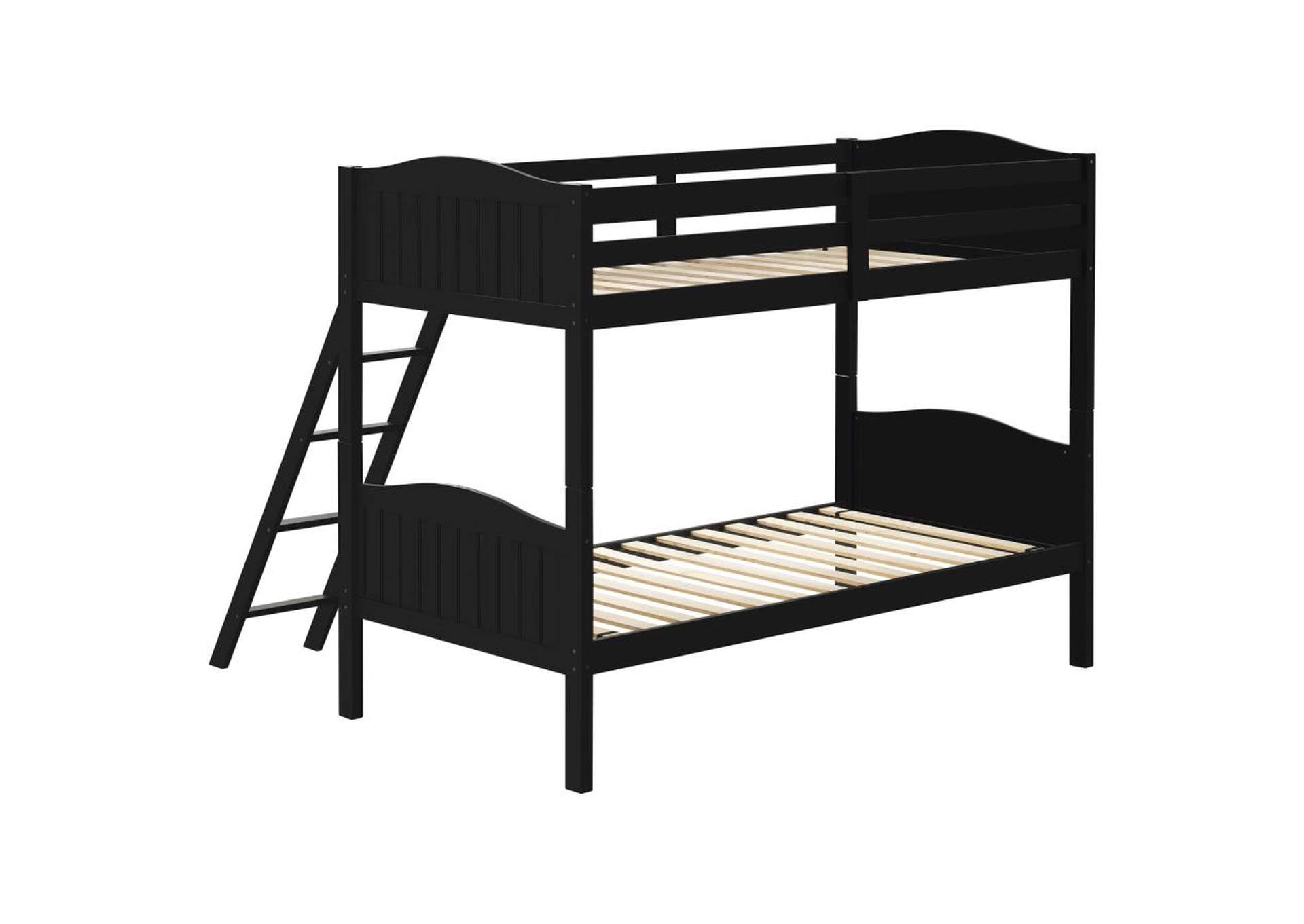 Arlo Twin/Twin Bunk Bed with Ladder Black