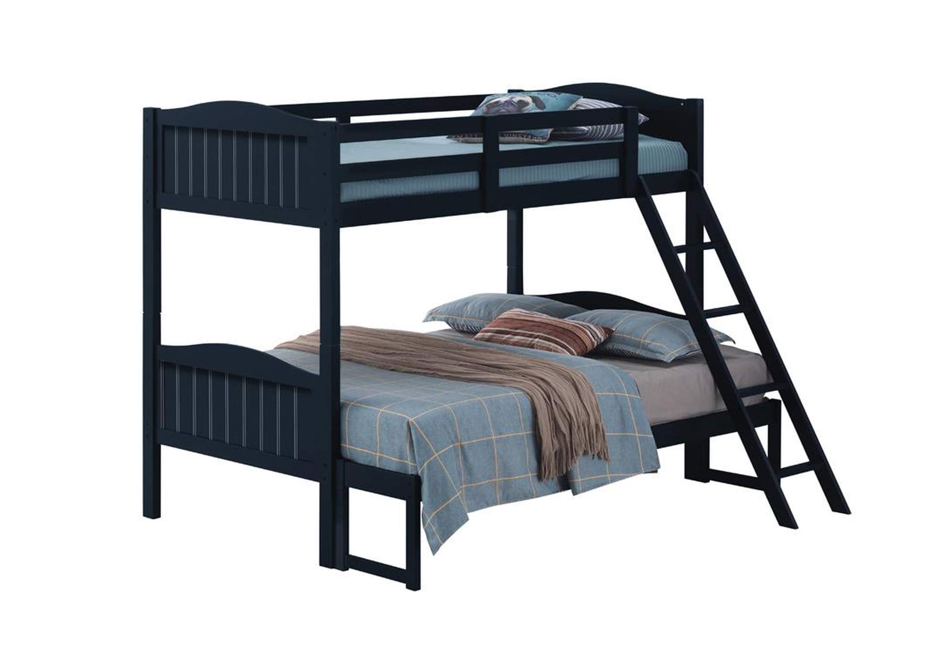 Littleton Twin/Full Bunk Bed with Ladder Blue