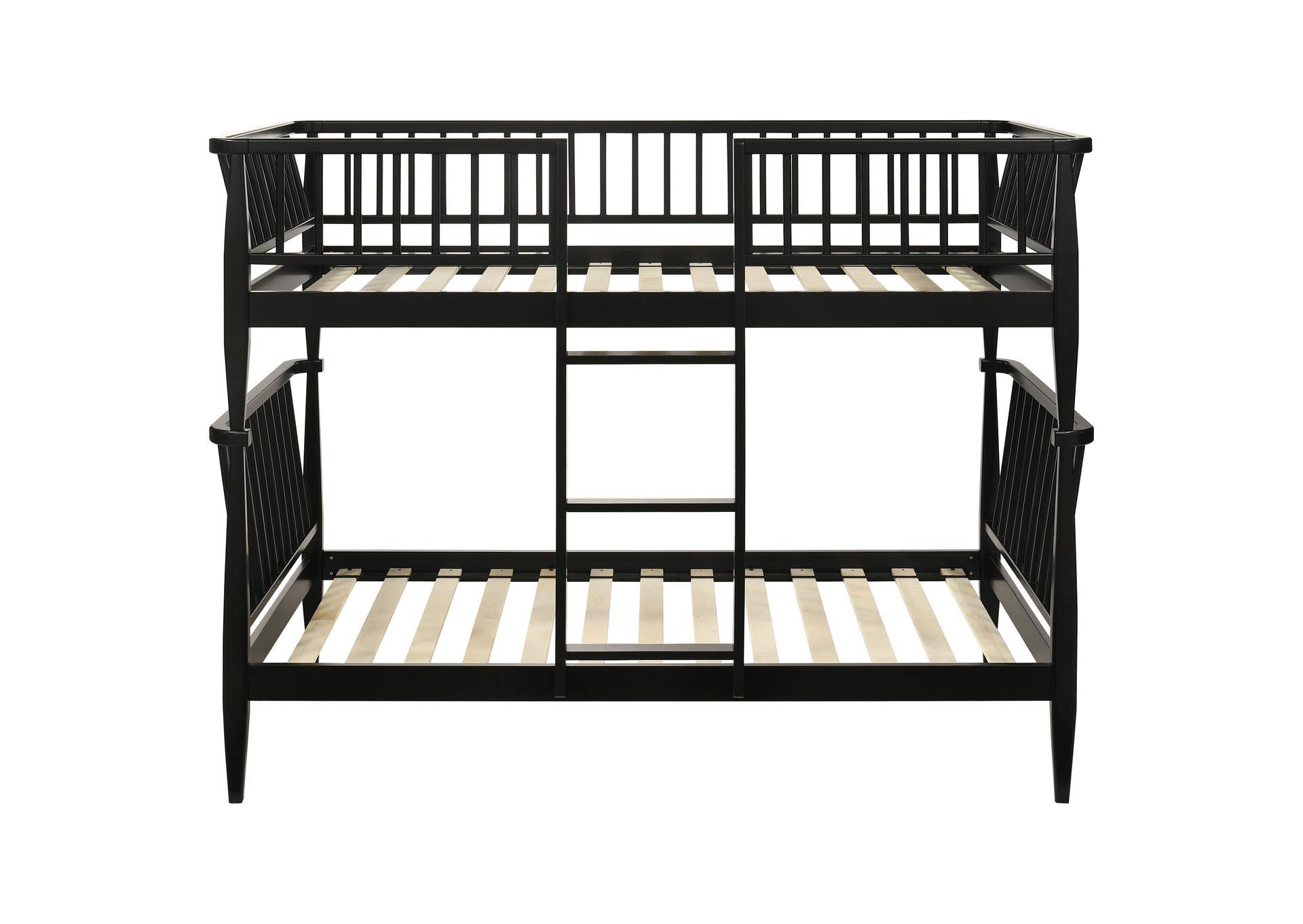 Abram Windsor Twin Over Twin Wood Bunk Bed with Ladder Black image 4