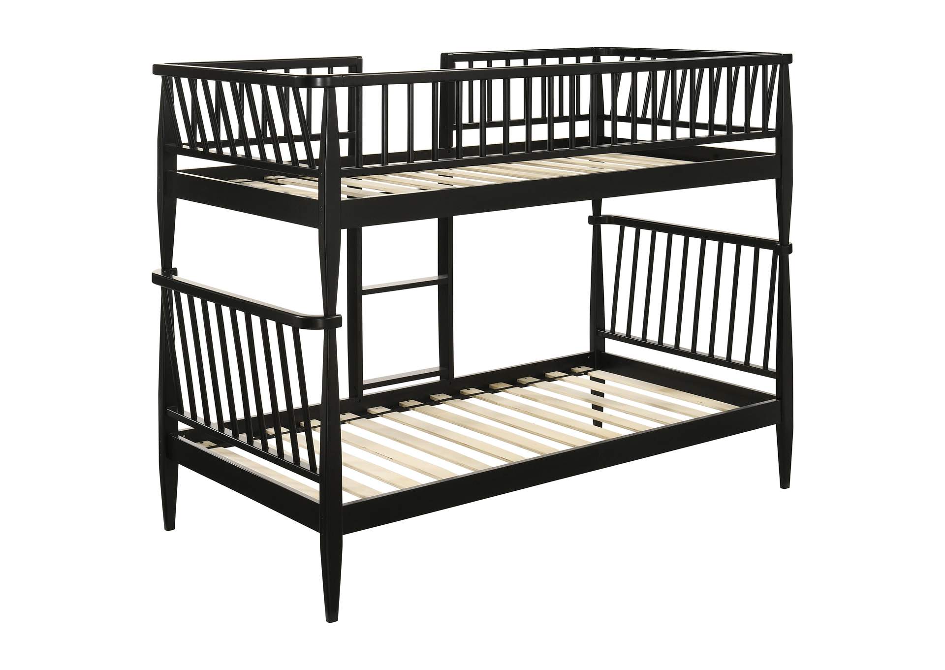 Abram Windsor Twin Over Twin Wood Bunk Bed with Ladder Black image 5