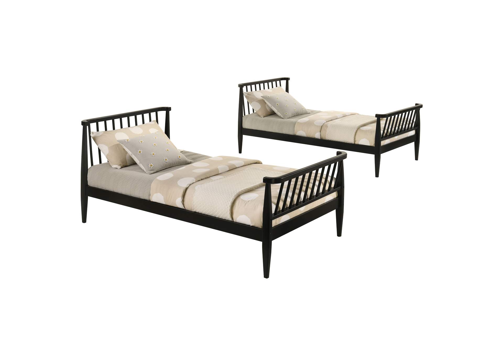 Abram Windsor Twin Over Twin Wood Bunk Bed with Ladder Black image 7