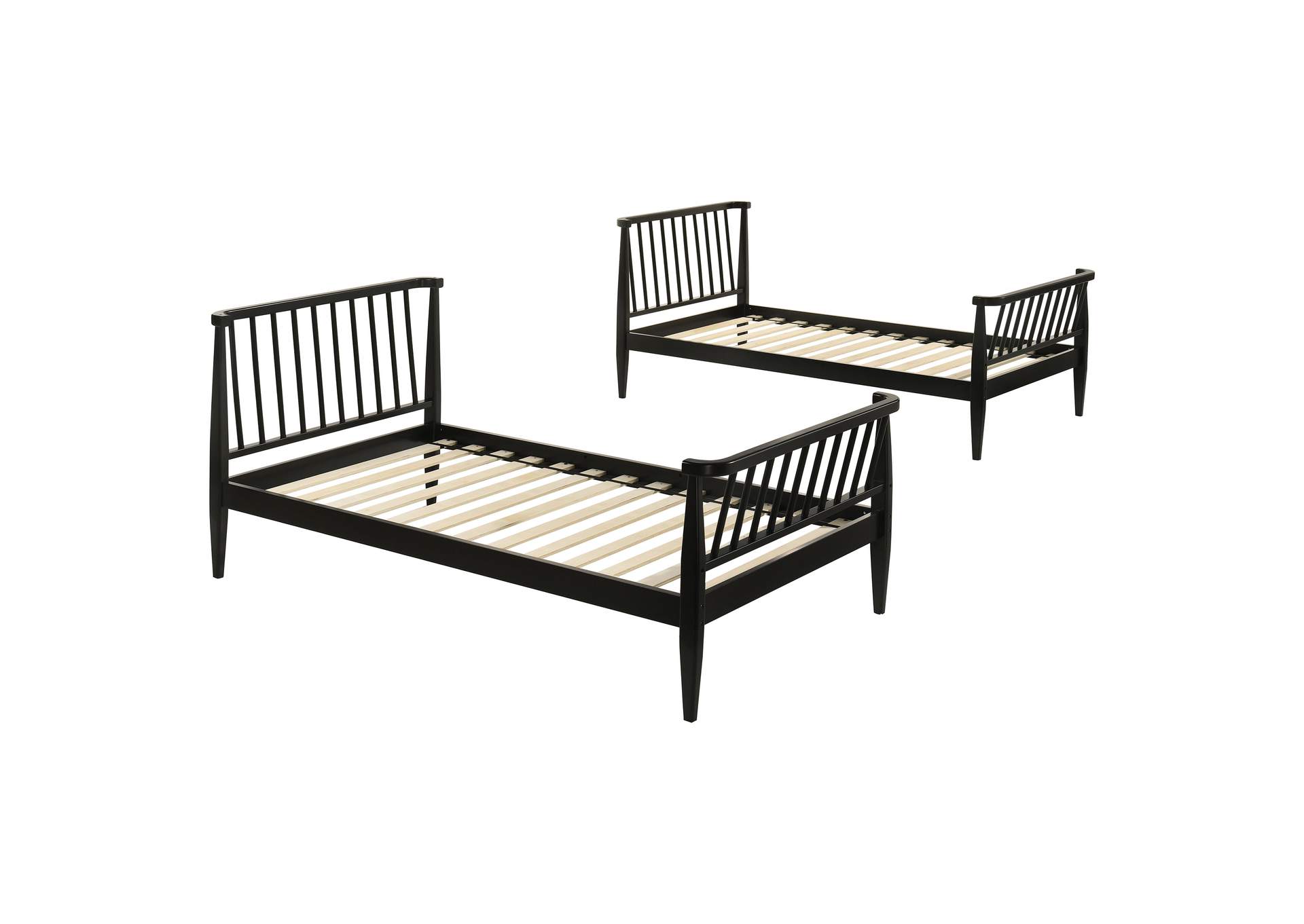 Abram Windsor Twin Over Twin Wood Bunk Bed with Ladder Black image 8