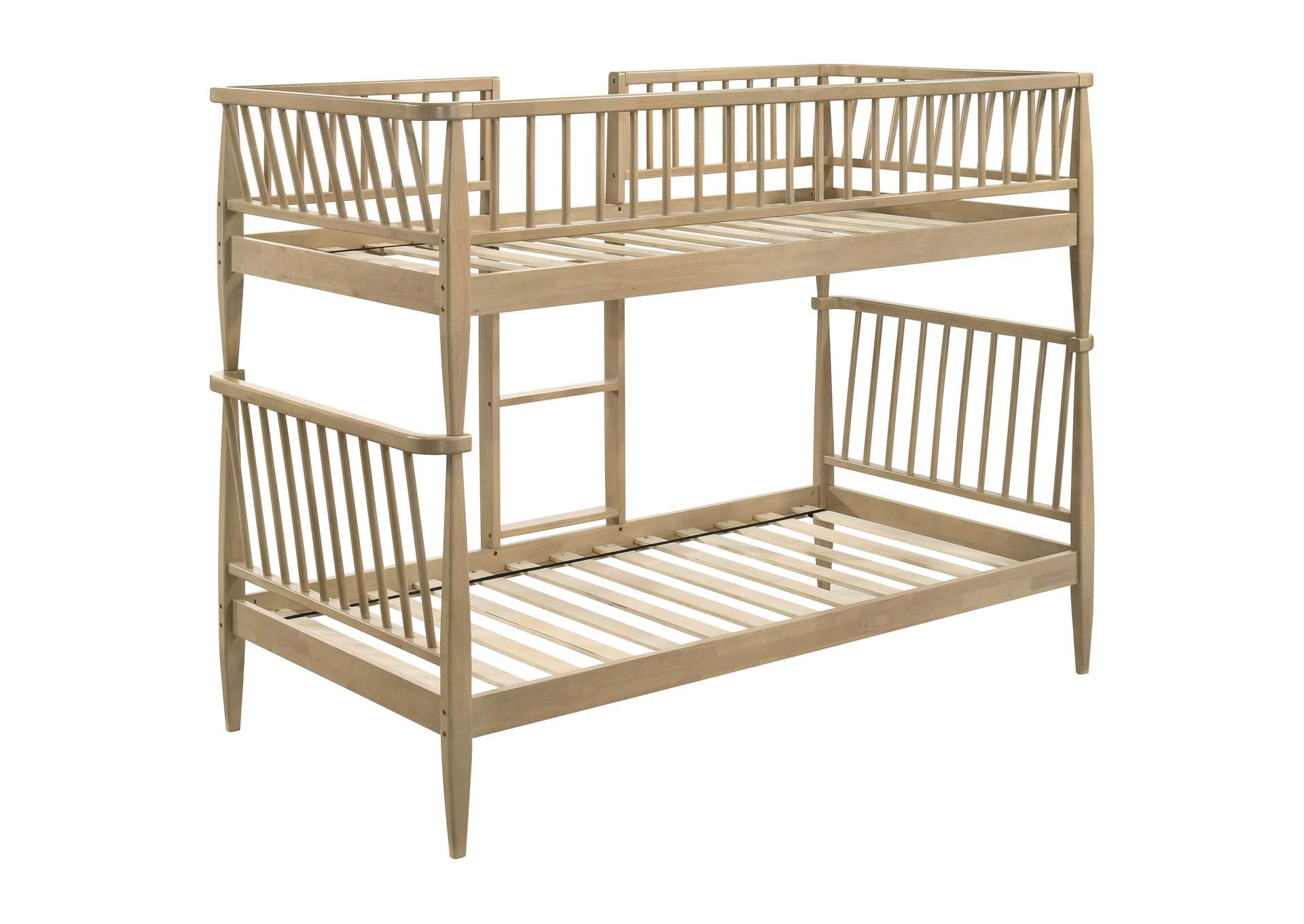 Abram Windsor Twin Over Twin Wood Bunk Bed with Ladder Almond image 5