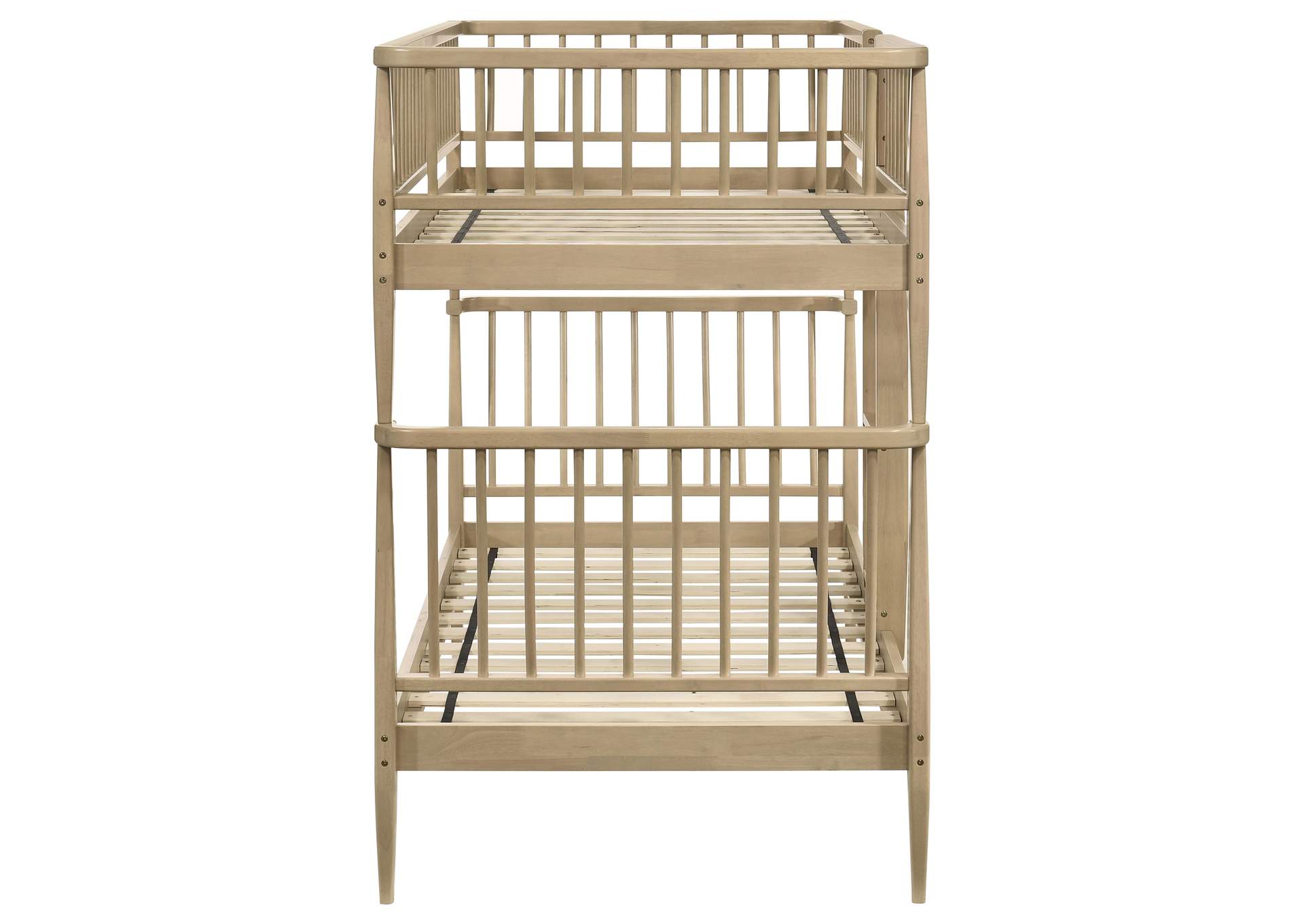 Abram Windsor Twin Over Twin Wood Bunk Bed with Ladder Almond image 6