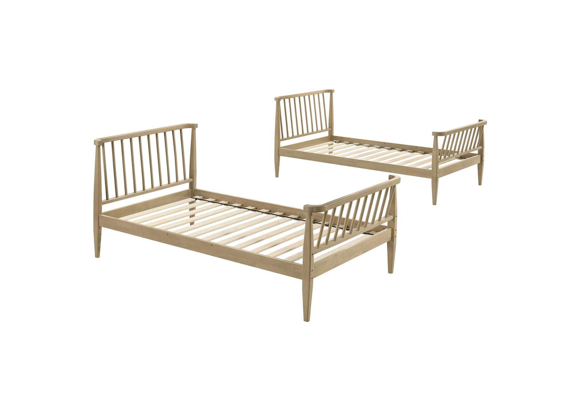 Abram Windsor Twin Over Twin Wood Bunk Bed with Ladder Almond image 8