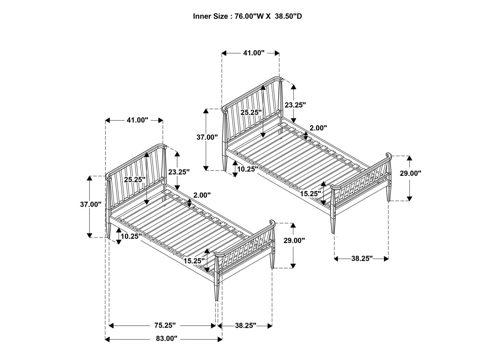 Abram Windsor Twin Over Twin Wood Bunk Bed with Ladder Almond image 11