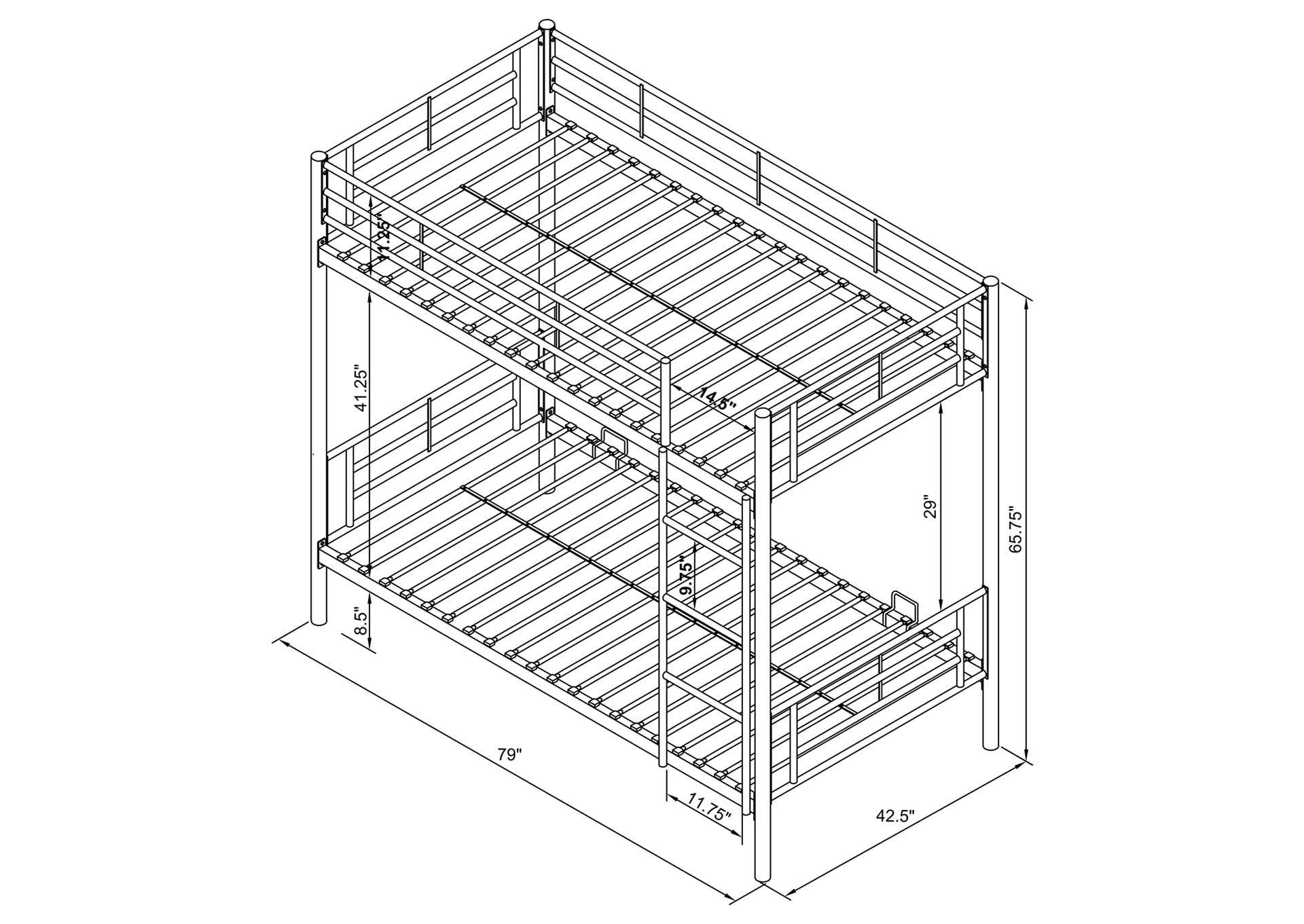 Hayward Metal Twin Over Twin Bunk Bed Silver