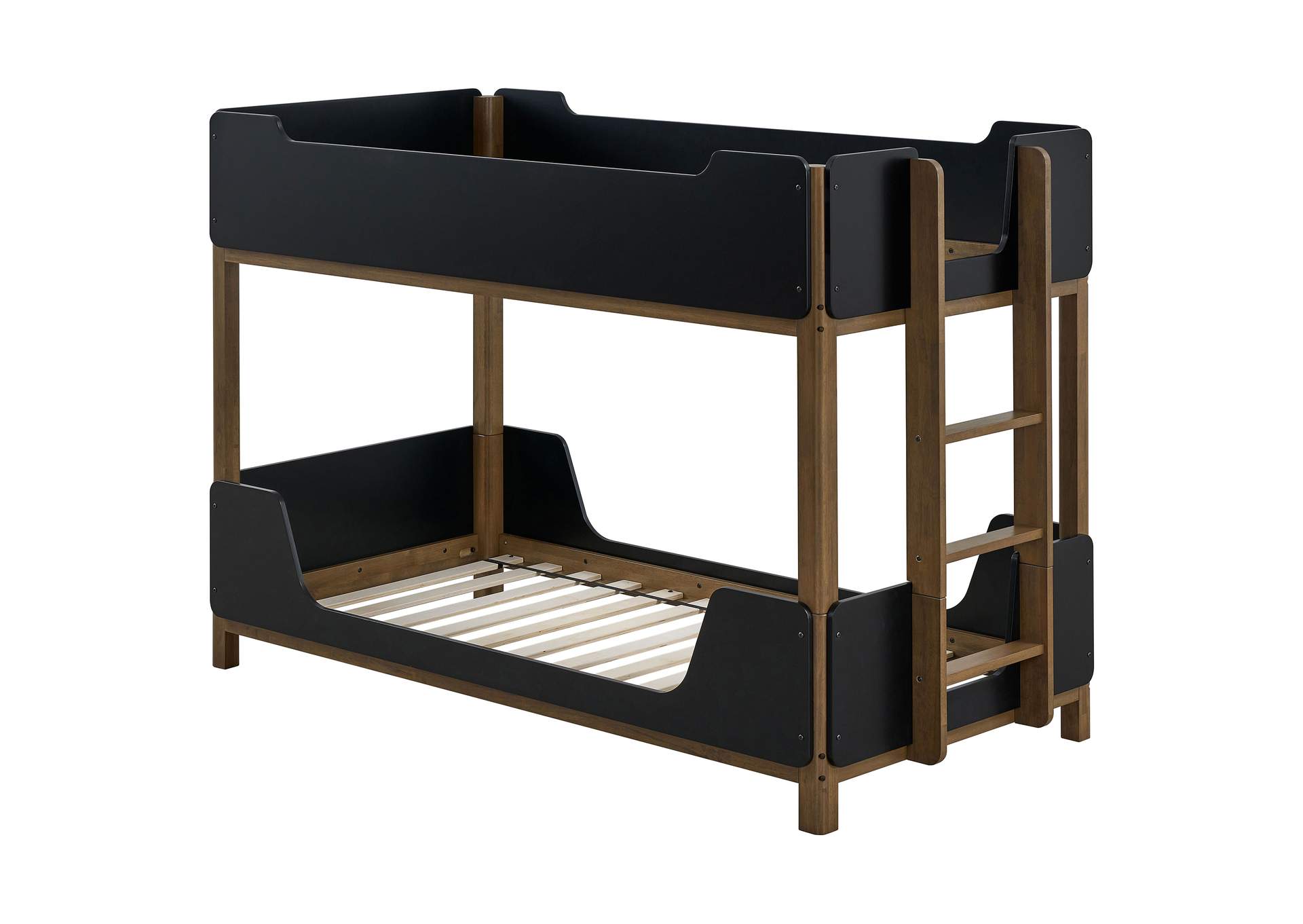 Morris Twin Over Twin Wood Bunk Bed Black and Walnut image 1