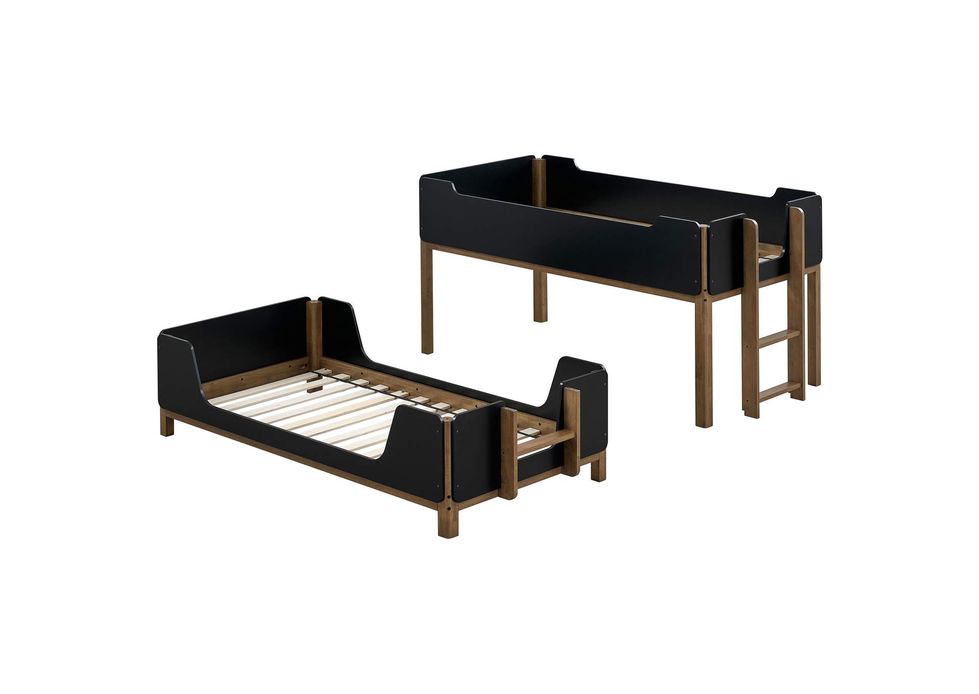 Morris Twin Over Twin Wood Bunk Bed Black and Walnut image 8