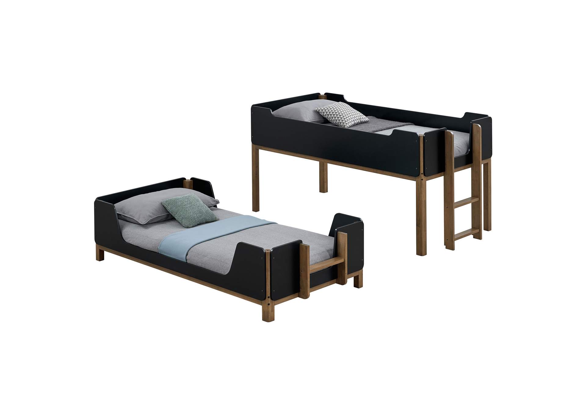 Morris Twin Over Twin Wood Bunk Bed Black and Walnut image 9