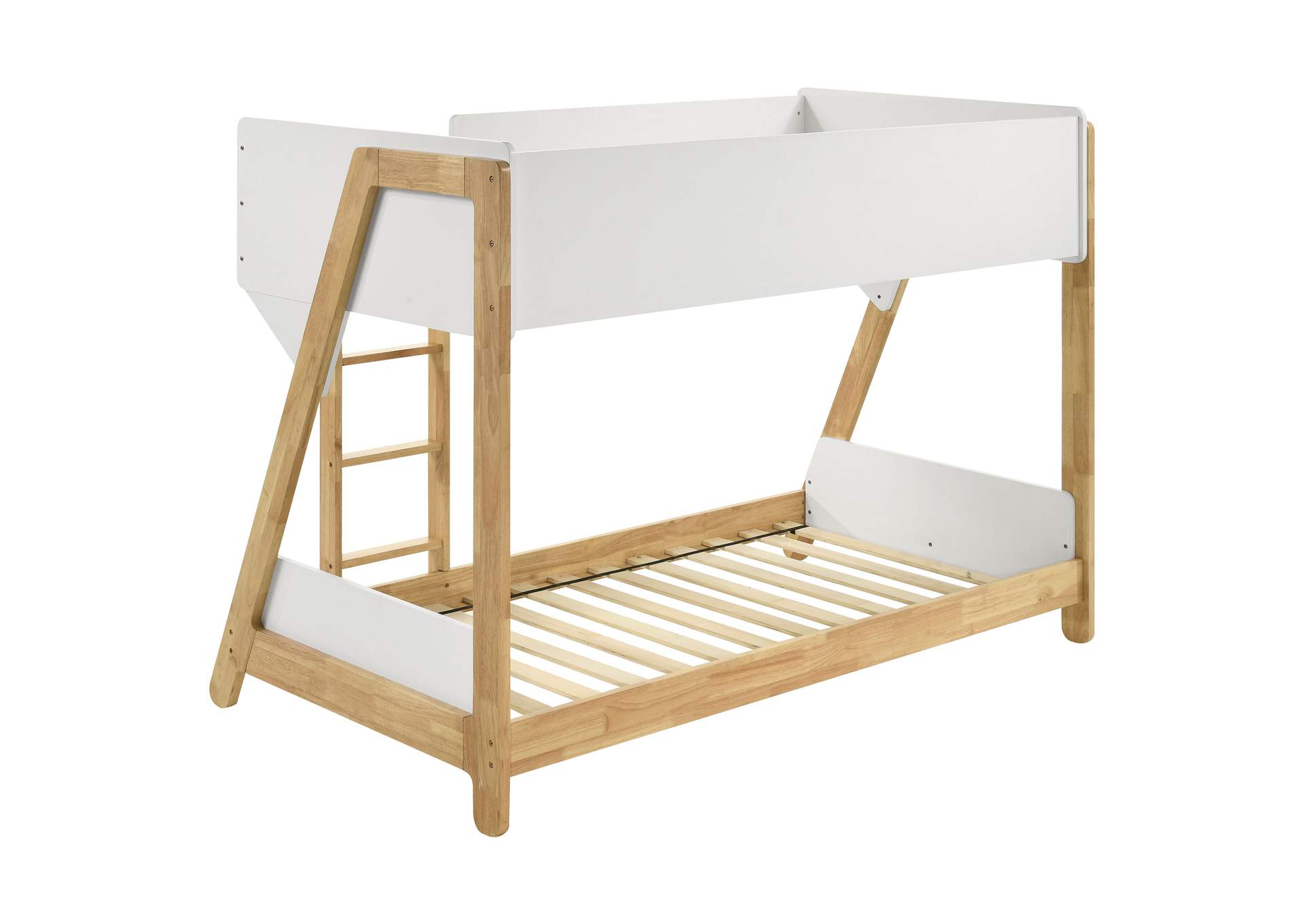 Wyatt Wood Twin Over Twin Bunk Bed White and Natural