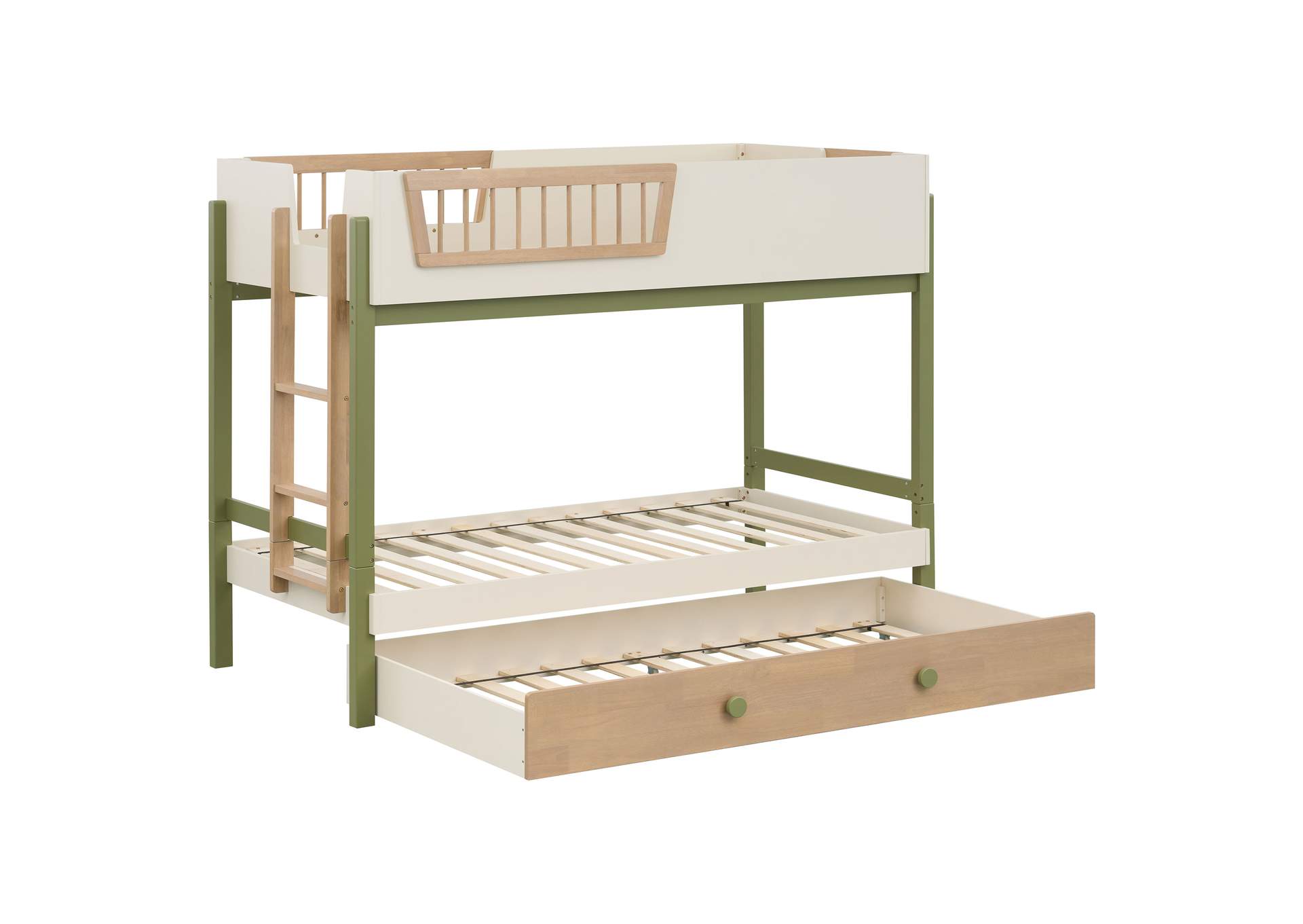 Evren Twin-over-Twin Bunk Bed with Trundle and Ladder Tri-Tone image 3