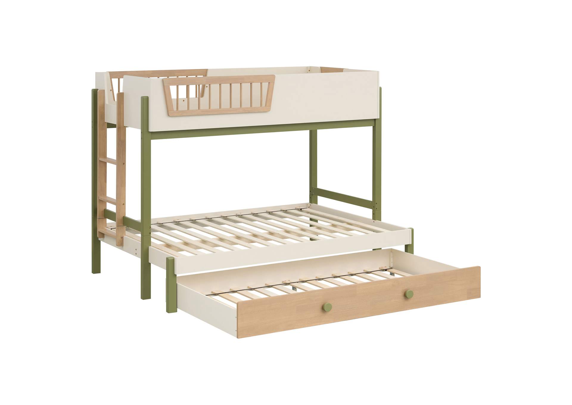 Evren Twin-over-Full Bunk Bed with Trundle and Ladder Tri-Tone image 3