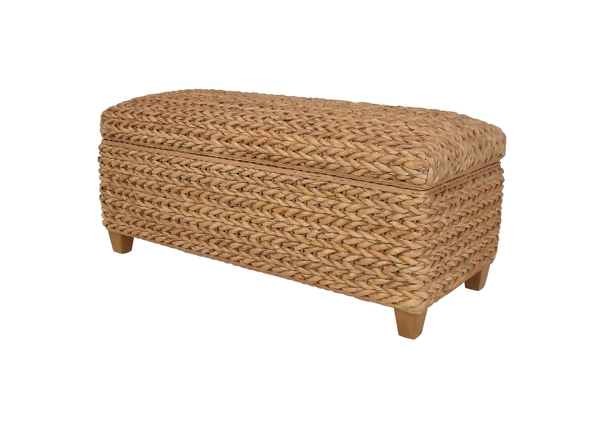 Laughton Hand-Woven Banana Leaf Storage Bench Natural image 5