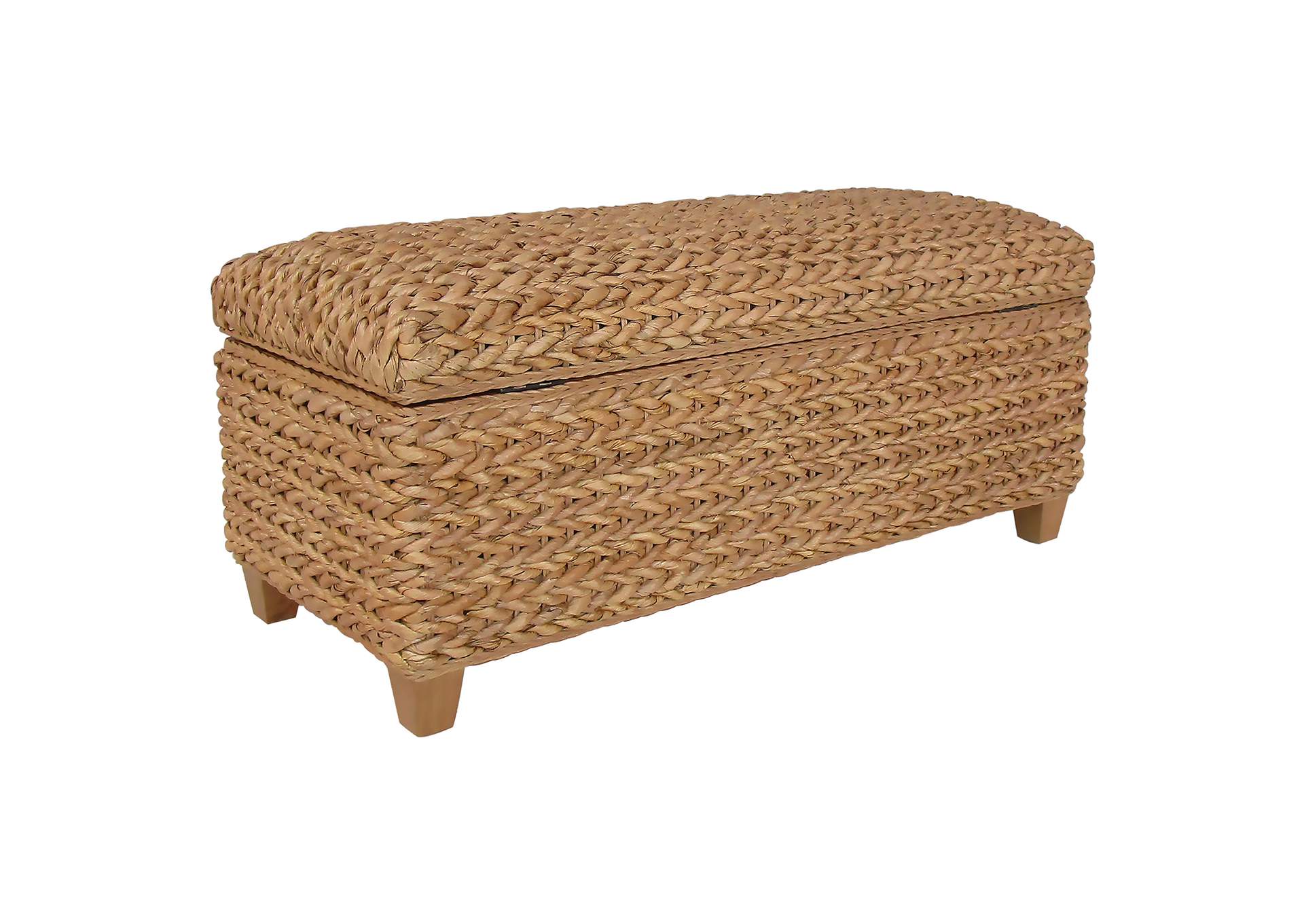 Laughton Hand-Woven Banana Leaf Storage Bench Natural image 7