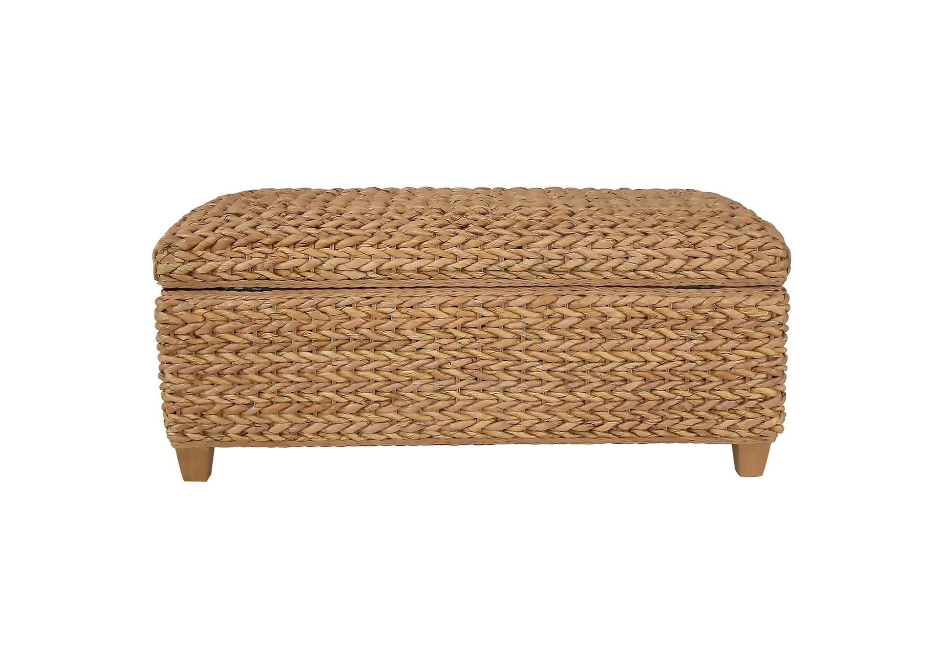 Laughton Hand-Woven Banana Leaf Storage Bench Natural image 8