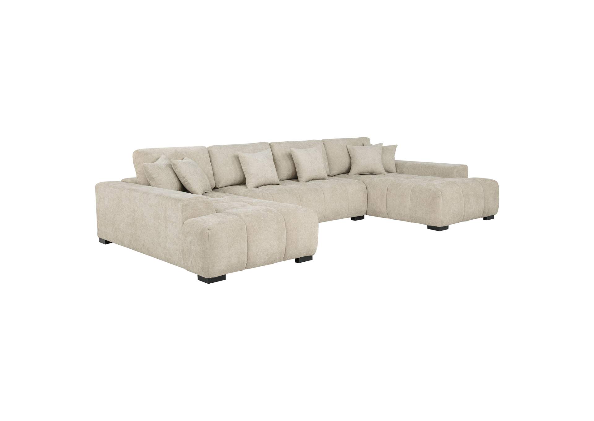Cannella U-Shaped Double Chaise Upholstered Sectional Sofa Beige image 4