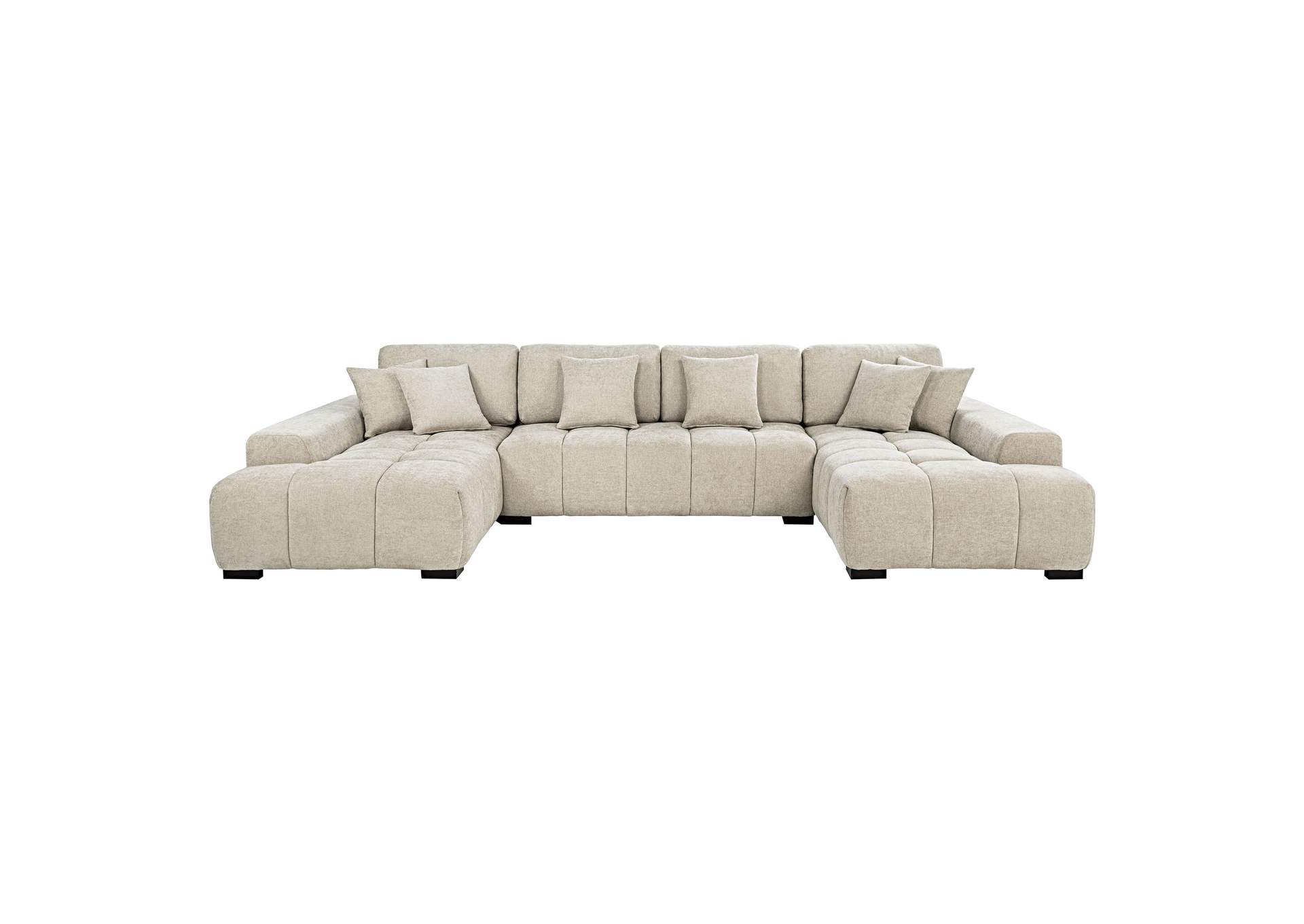 Cannella U-Shaped Double Chaise Upholstered Sectional Sofa Beige image 1