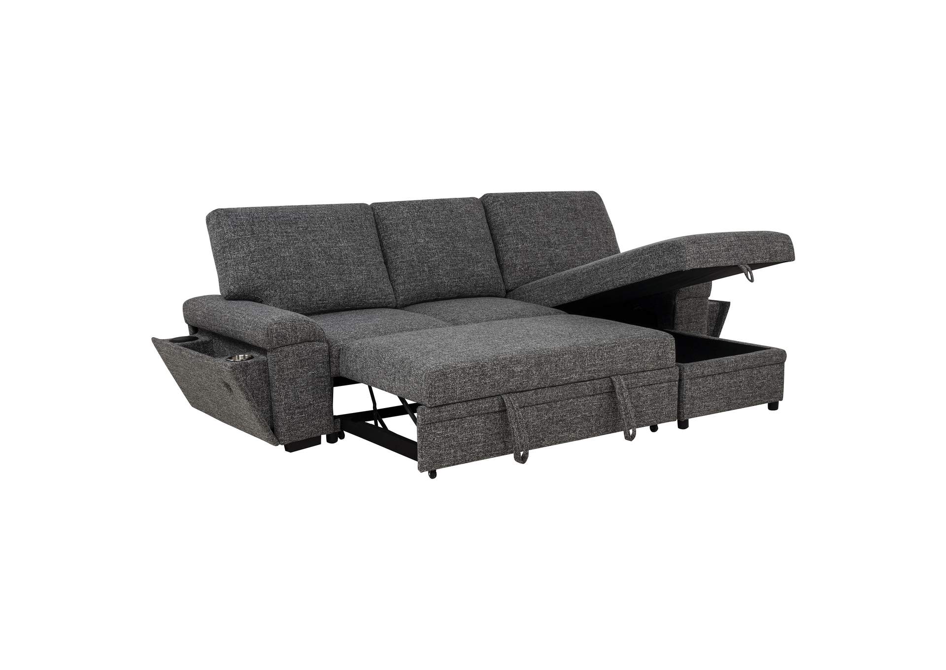 Demko Sleeper Sectional Sofa with Speaker and Storage Chaise Granite image 16