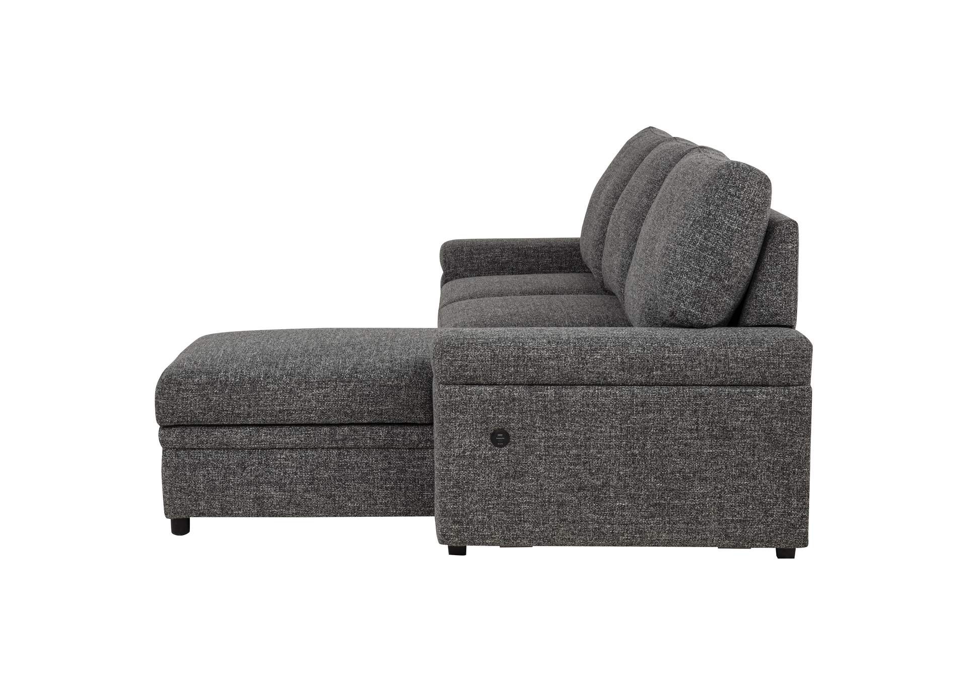 Demko Sleeper Sectional Sofa with Speaker and Storage Chaise Granite image 11