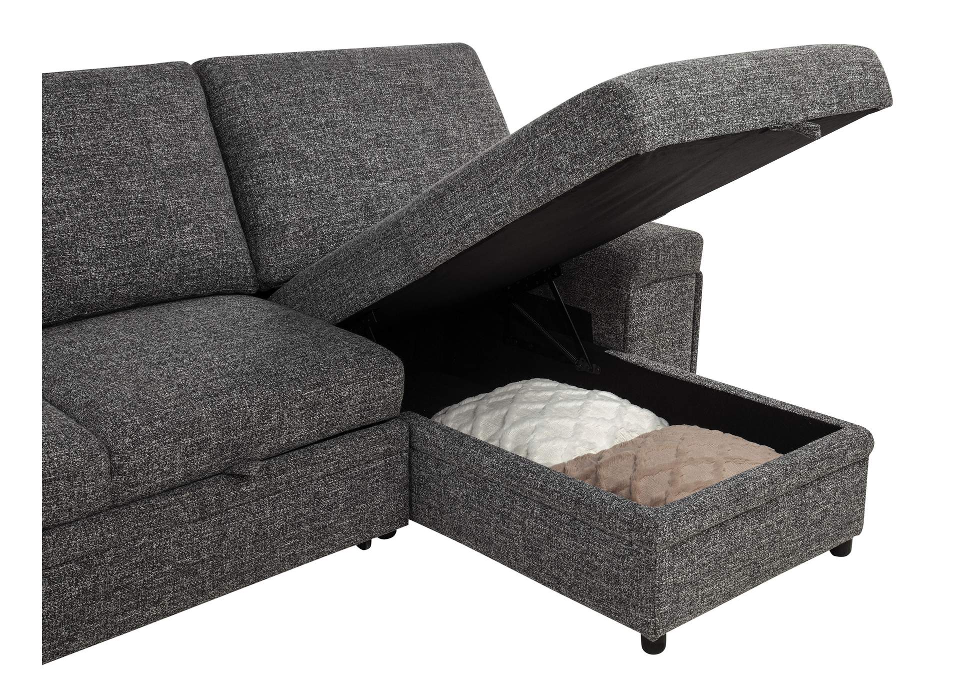 Demko Sleeper Sectional Sofa with Speaker and Storage Chaise Granite image 8