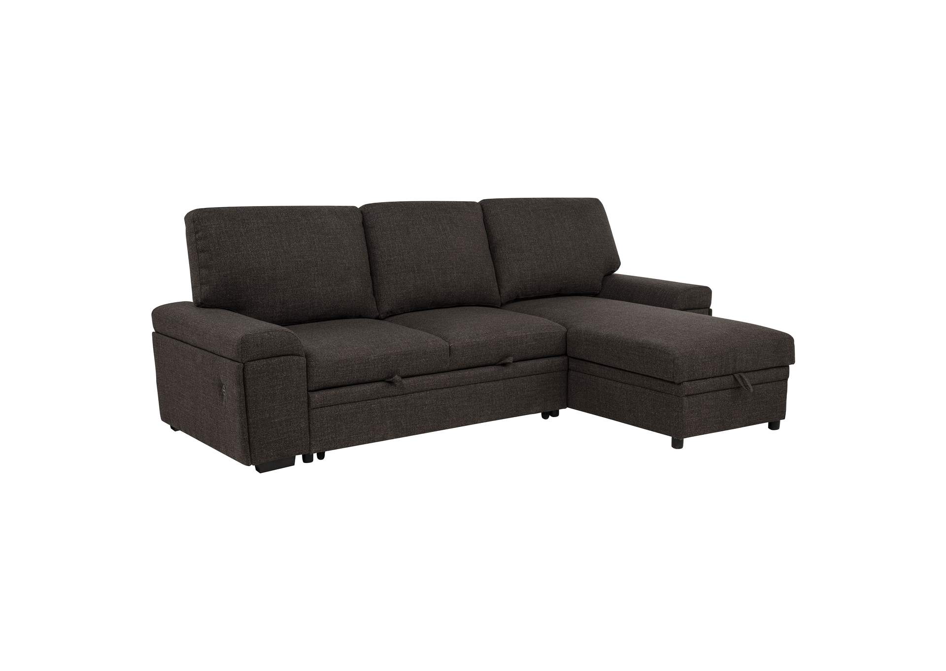 Demko Sleeper Sectional Sofa with Speaker and Storage Chaise Brown image 1