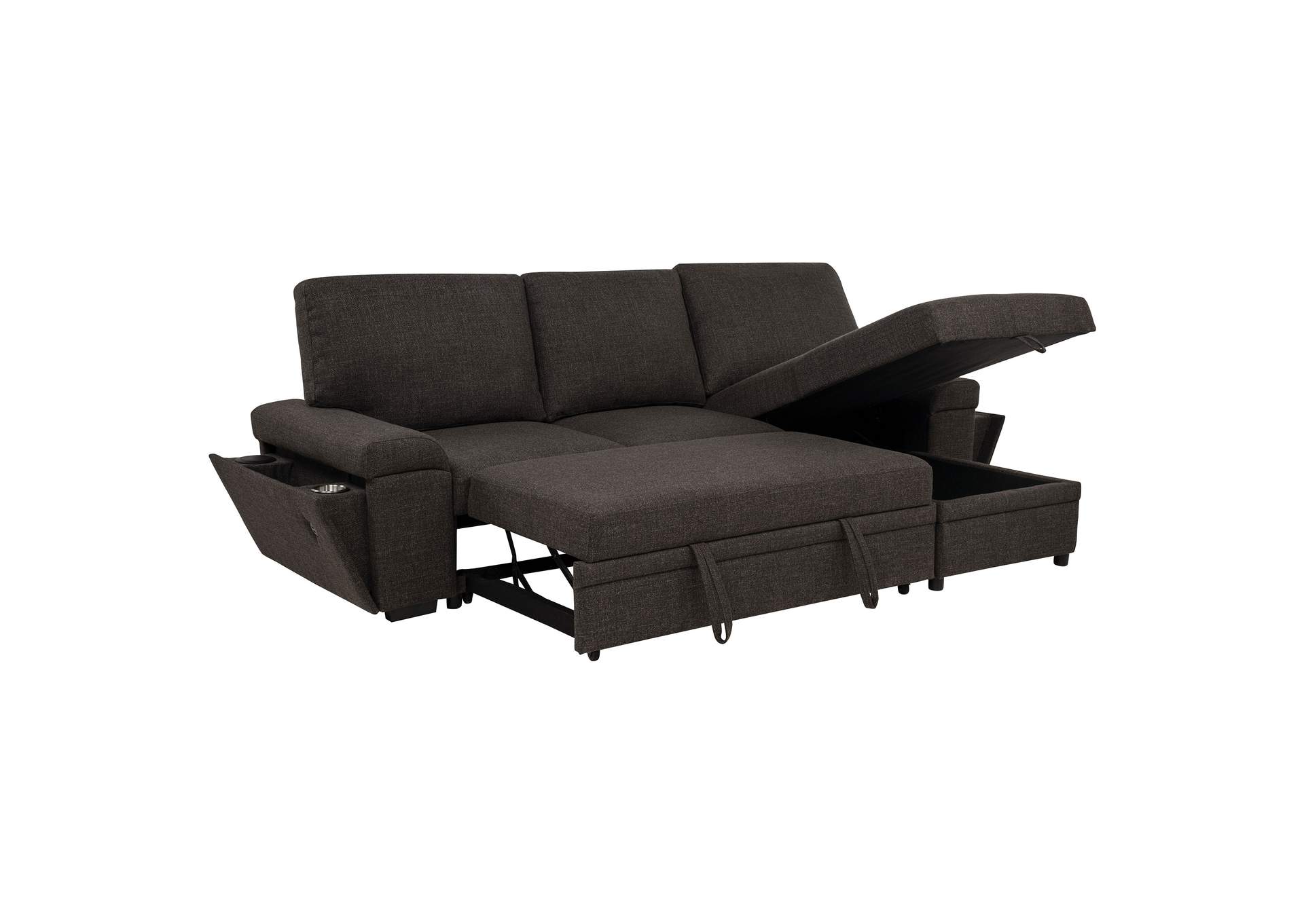 Demko Sleeper Sectional Sofa with Speaker and Storage Chaise Brown image 16