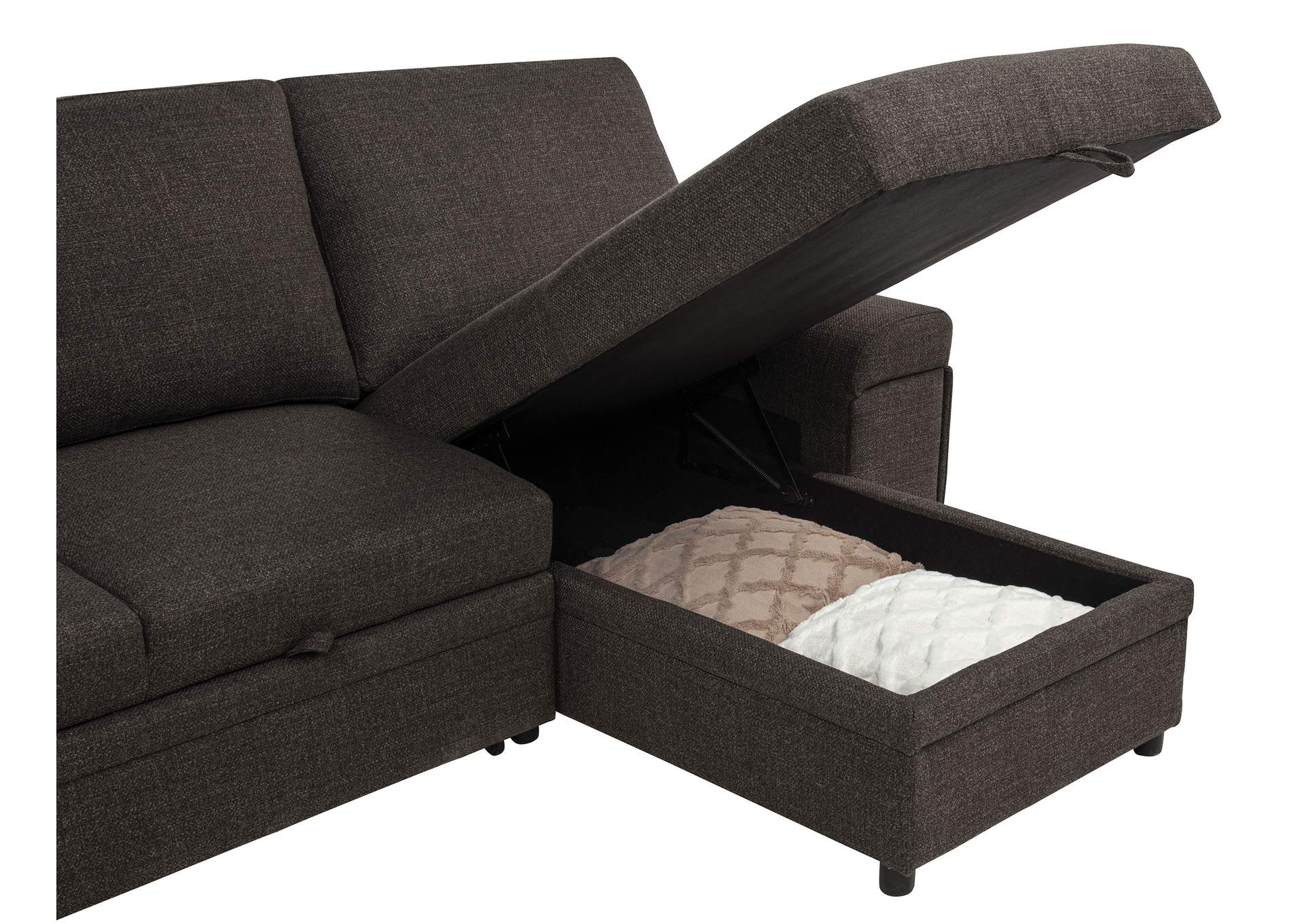Demko Sleeper Sectional Sofa with Speaker and Storage Chaise Brown image 8