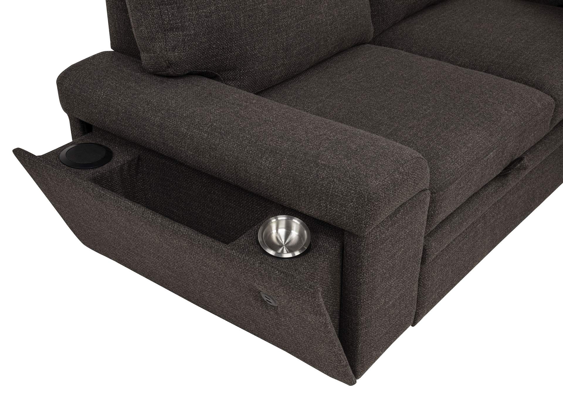 Demko Sleeper Sectional Sofa with Speaker and Storage Chaise Brown image 7