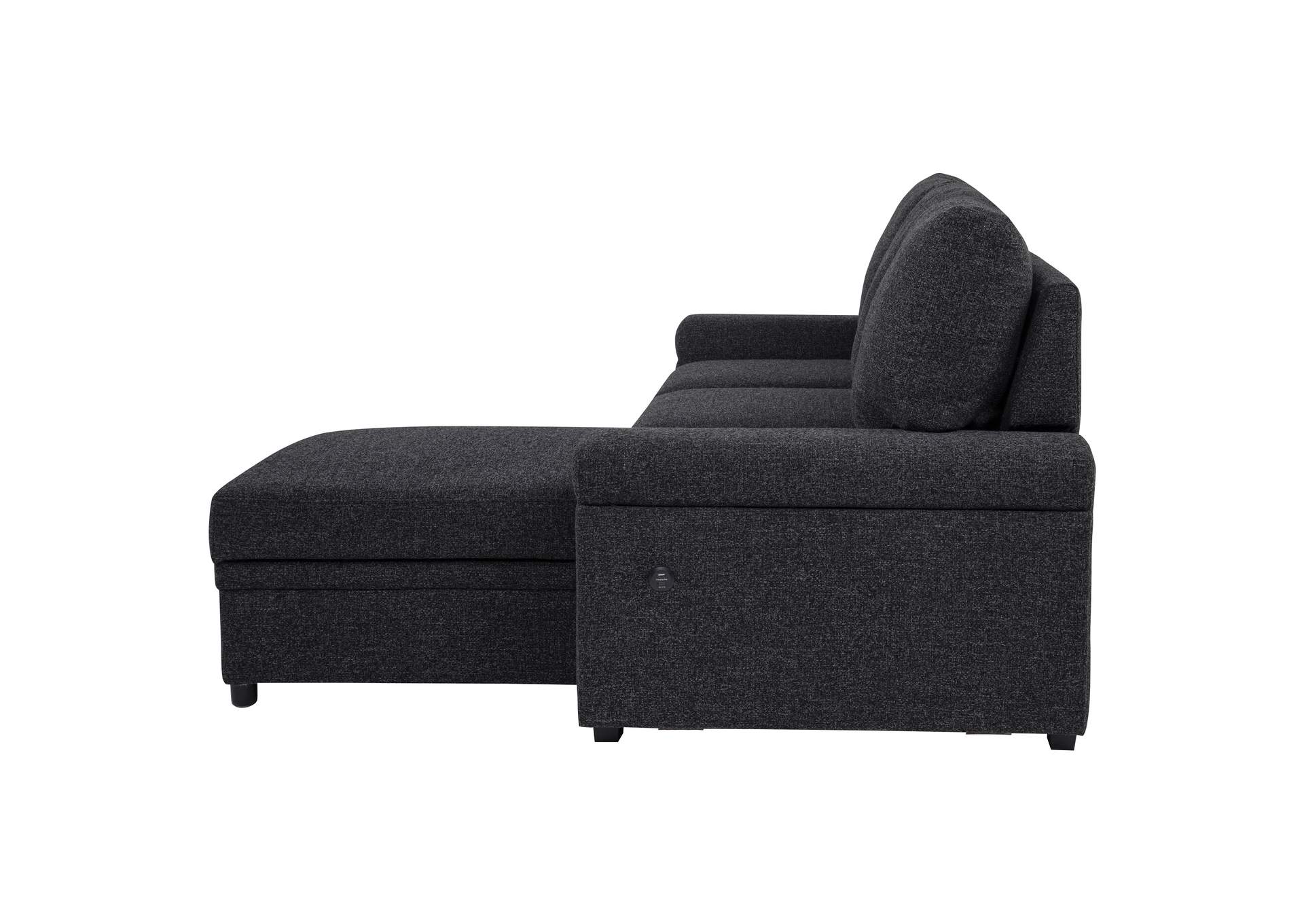 Demko Sleeper Sectional Sofa with Speaker and Storage Chaise Black image 11