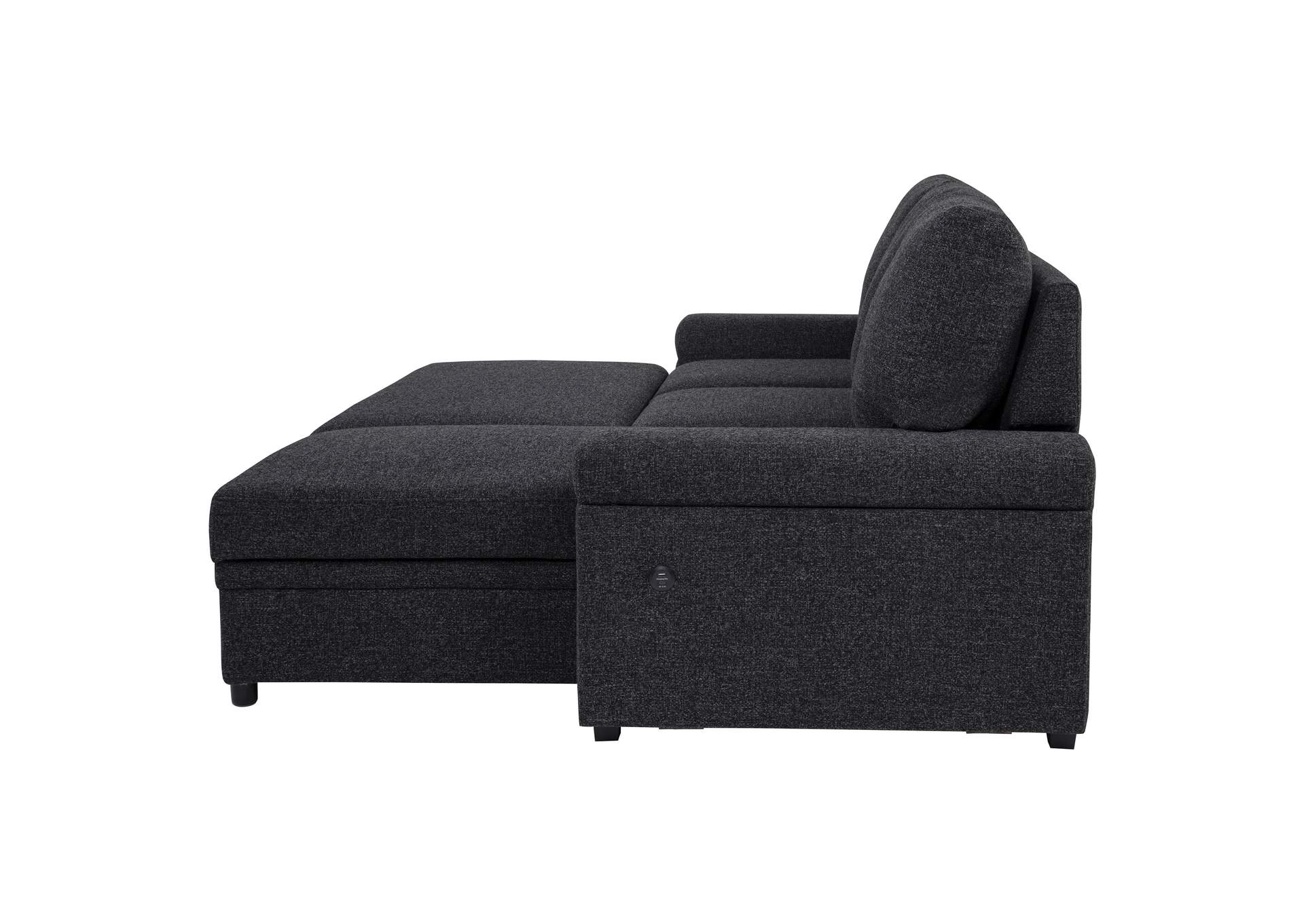 Demko Sleeper Sectional Sofa with Speaker and Storage Chaise Black image 10