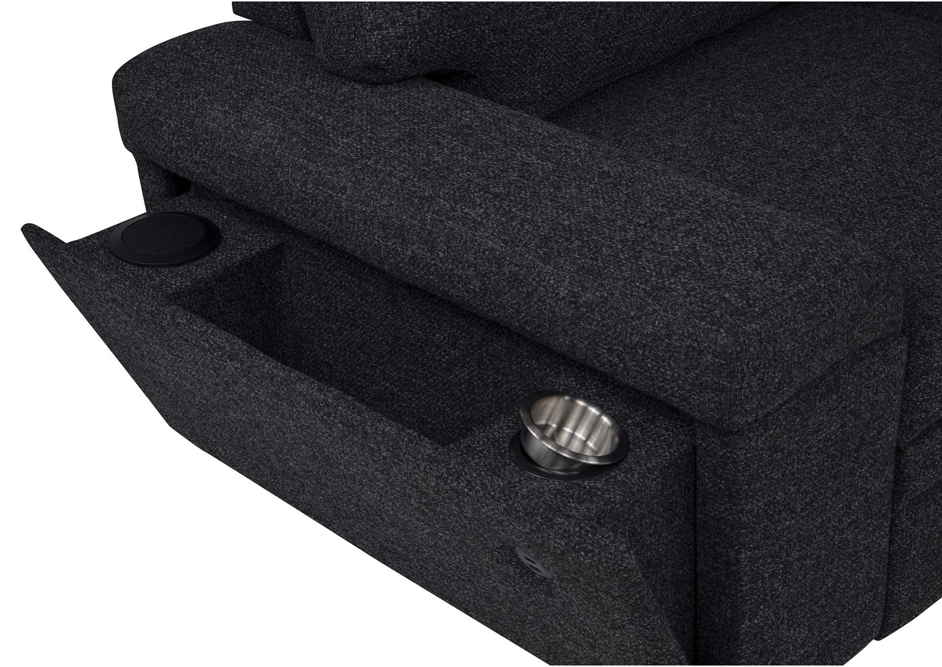 Demko Sleeper Sectional Sofa with Speaker and Storage Chaise Black image 7