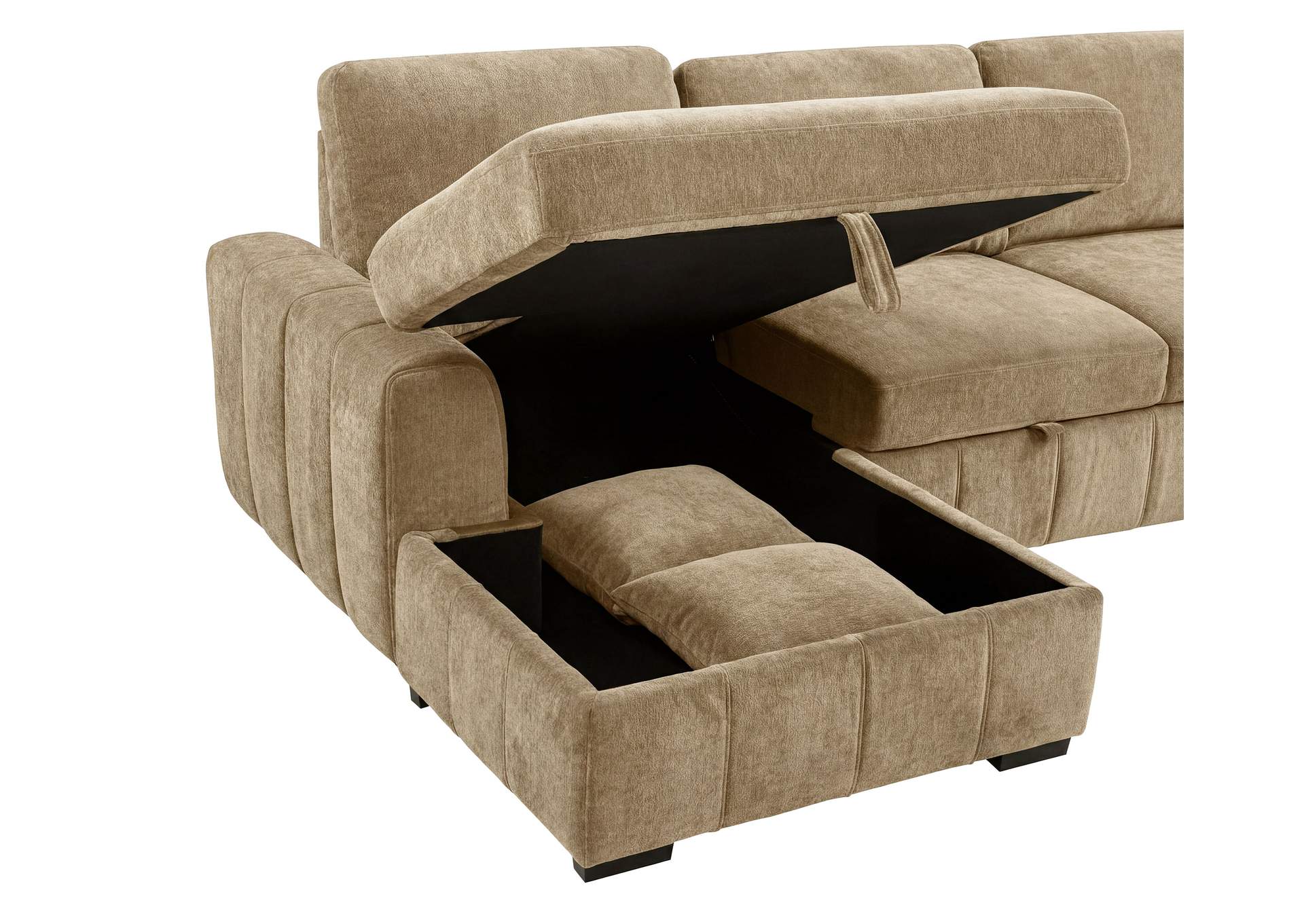 Pastrana Upholstered Sleeper Sectional Sofa LAF Chaise Camel image 12