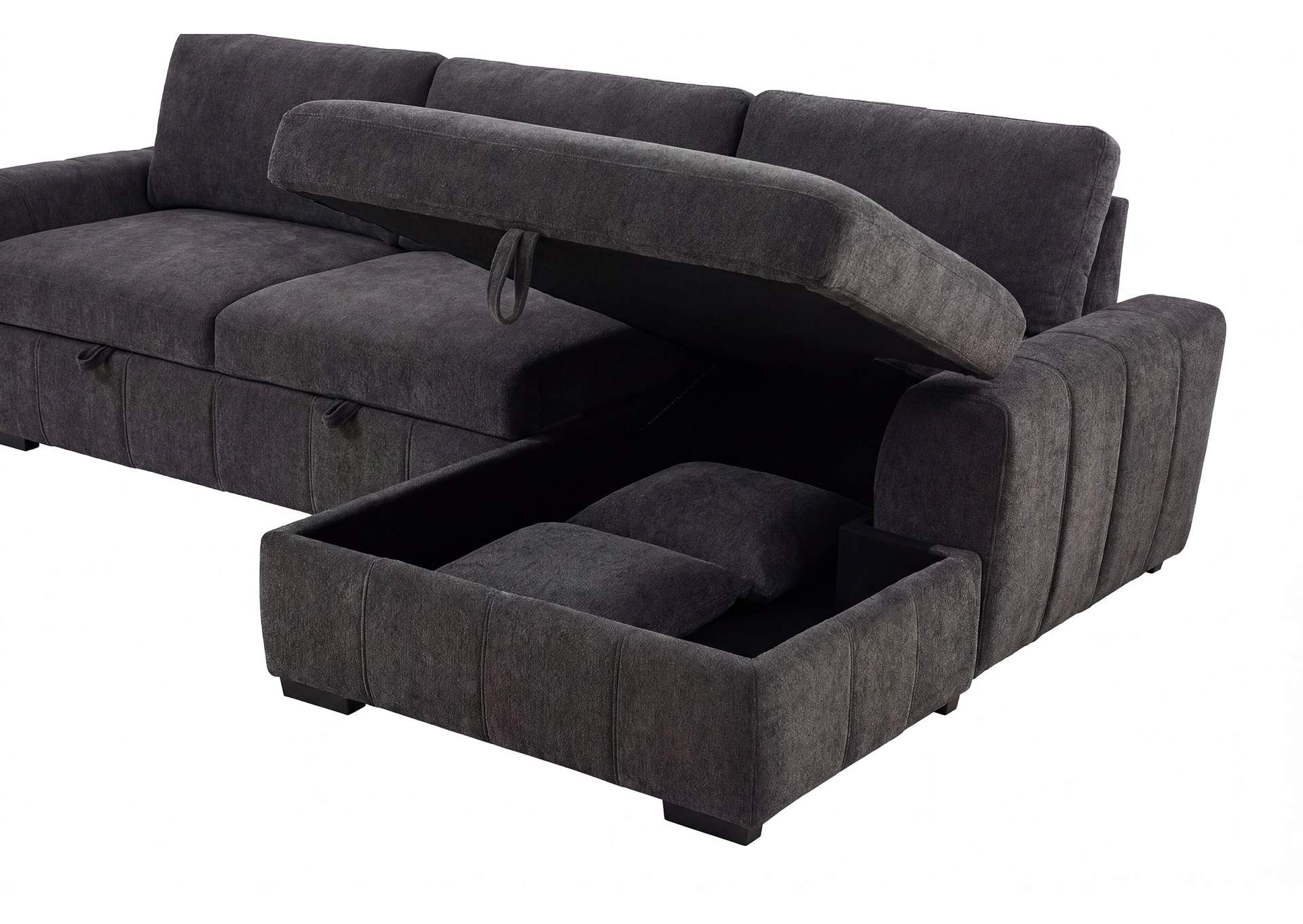 Pastrana Upholstered Sleeper Sectional Sofa RAF Chaise Grey image 12