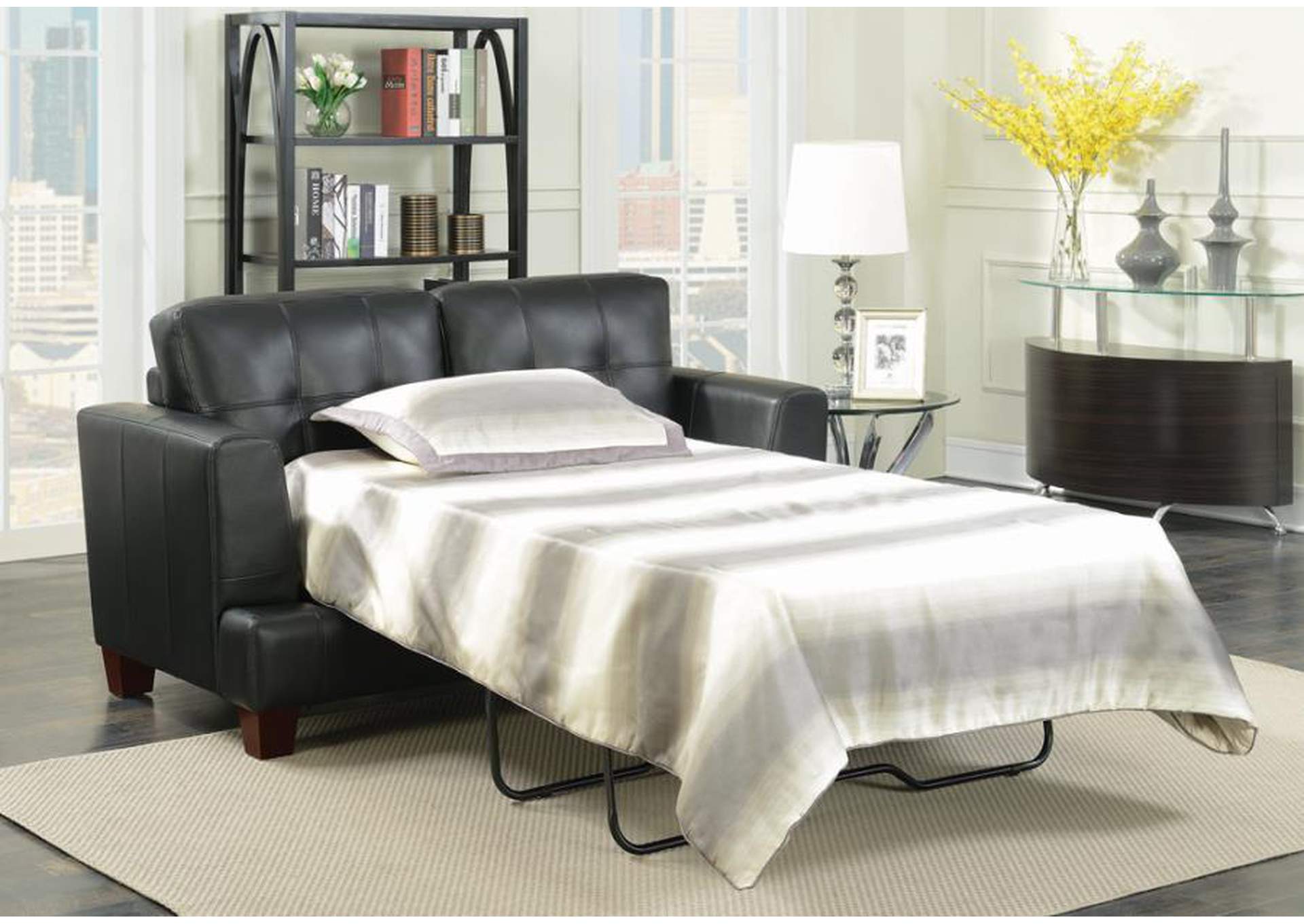 Samuel Upholstered Loveseat Sleeper Black image 4