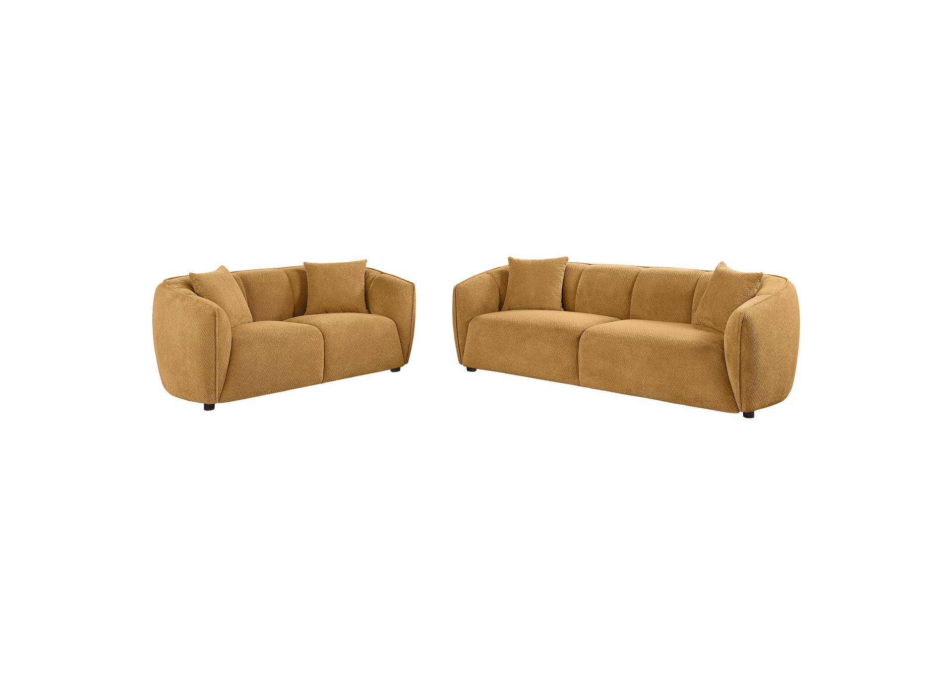 Aleisha 2-piece Fabric Upholstered Sofa Set Mustard Yellow image 1