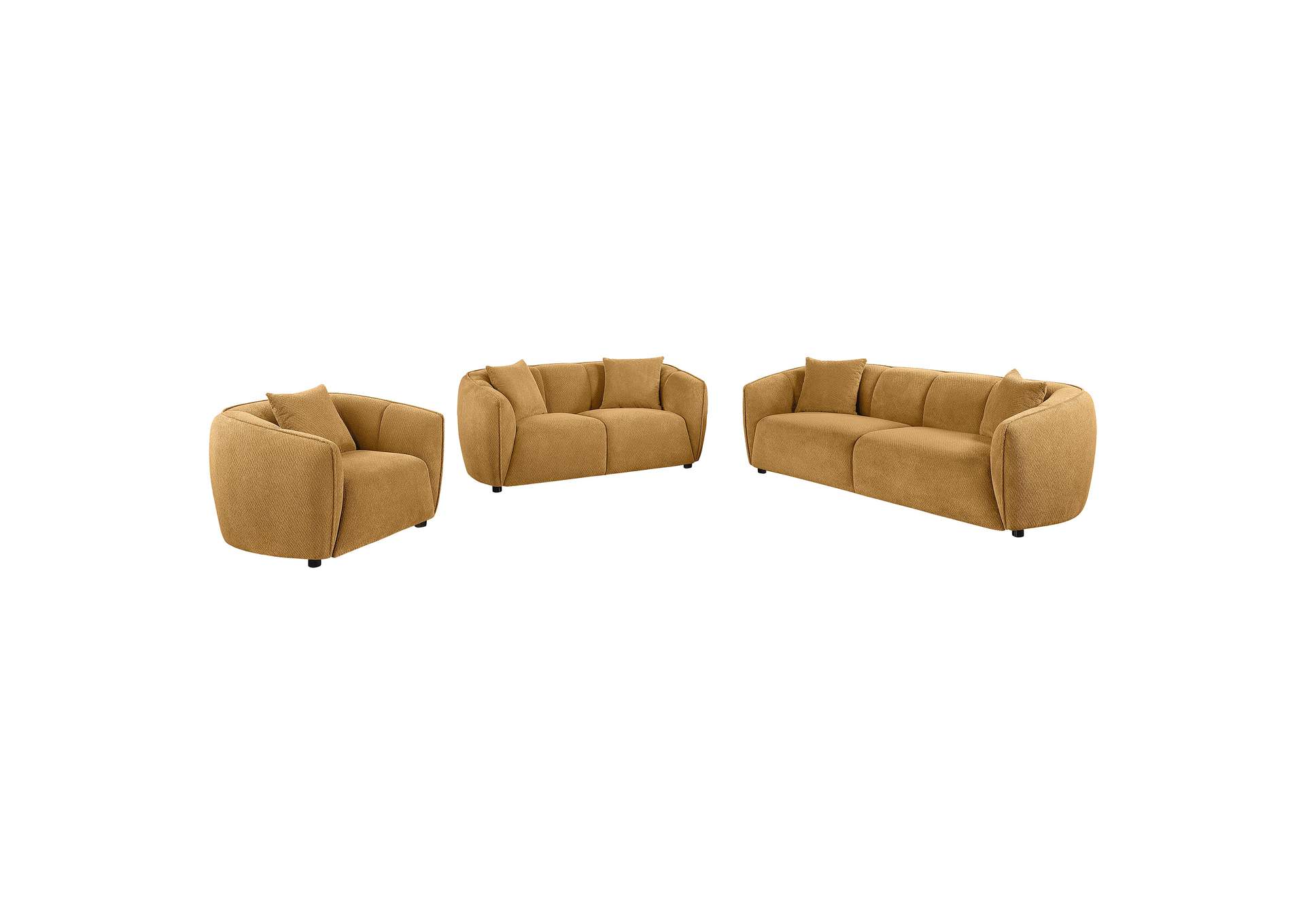 Aleisha 3-piece Fabric Upholstered Sofa Set Mustard Yellow image 1