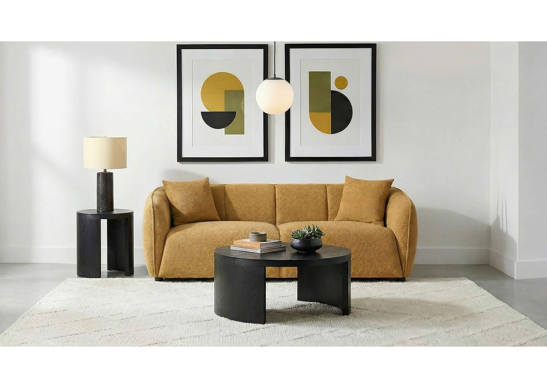 Aleisha Fabric Upholstered Sofa Mustard Yellow image 3