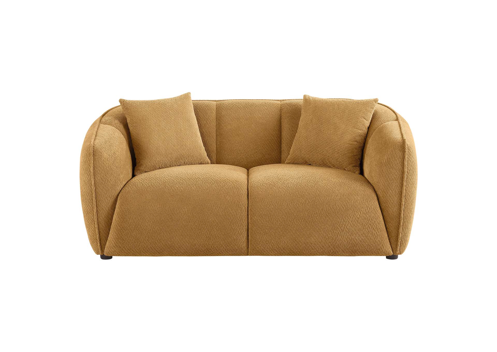 Aleisha Fabric Upholstered Loveseat Mustard Yellow image 4