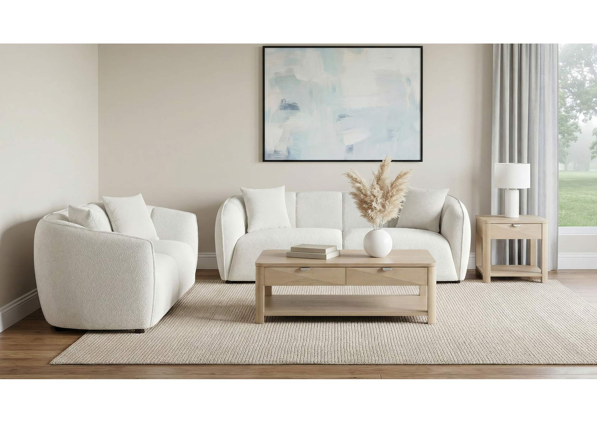 Aleisha 2-piece Fabroc Upholstered Sofa Set Sand image 3