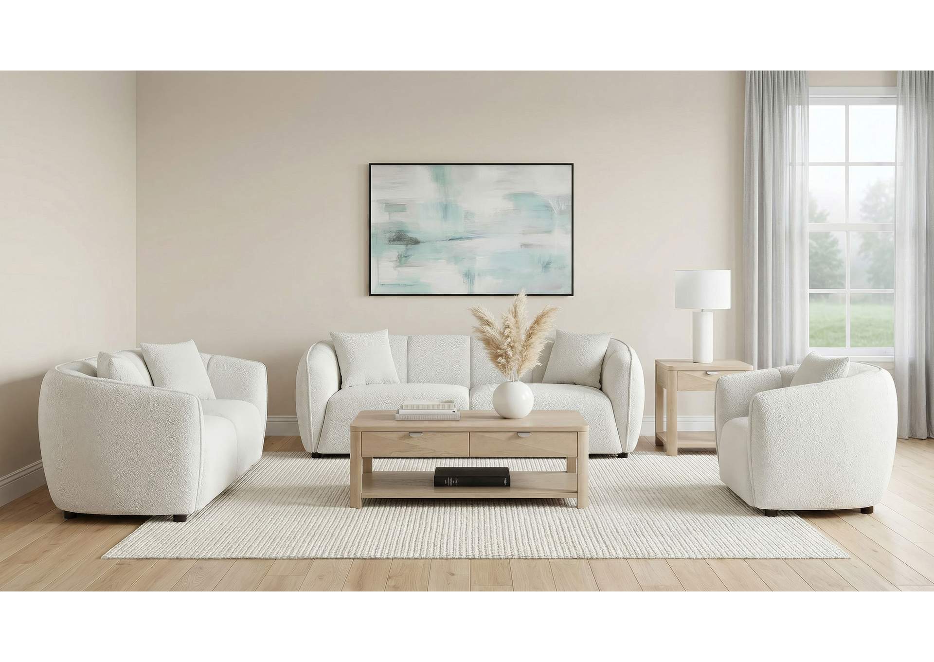 Aleisha 3-piece Fabric Upholstered Sofa Set Sand image 3