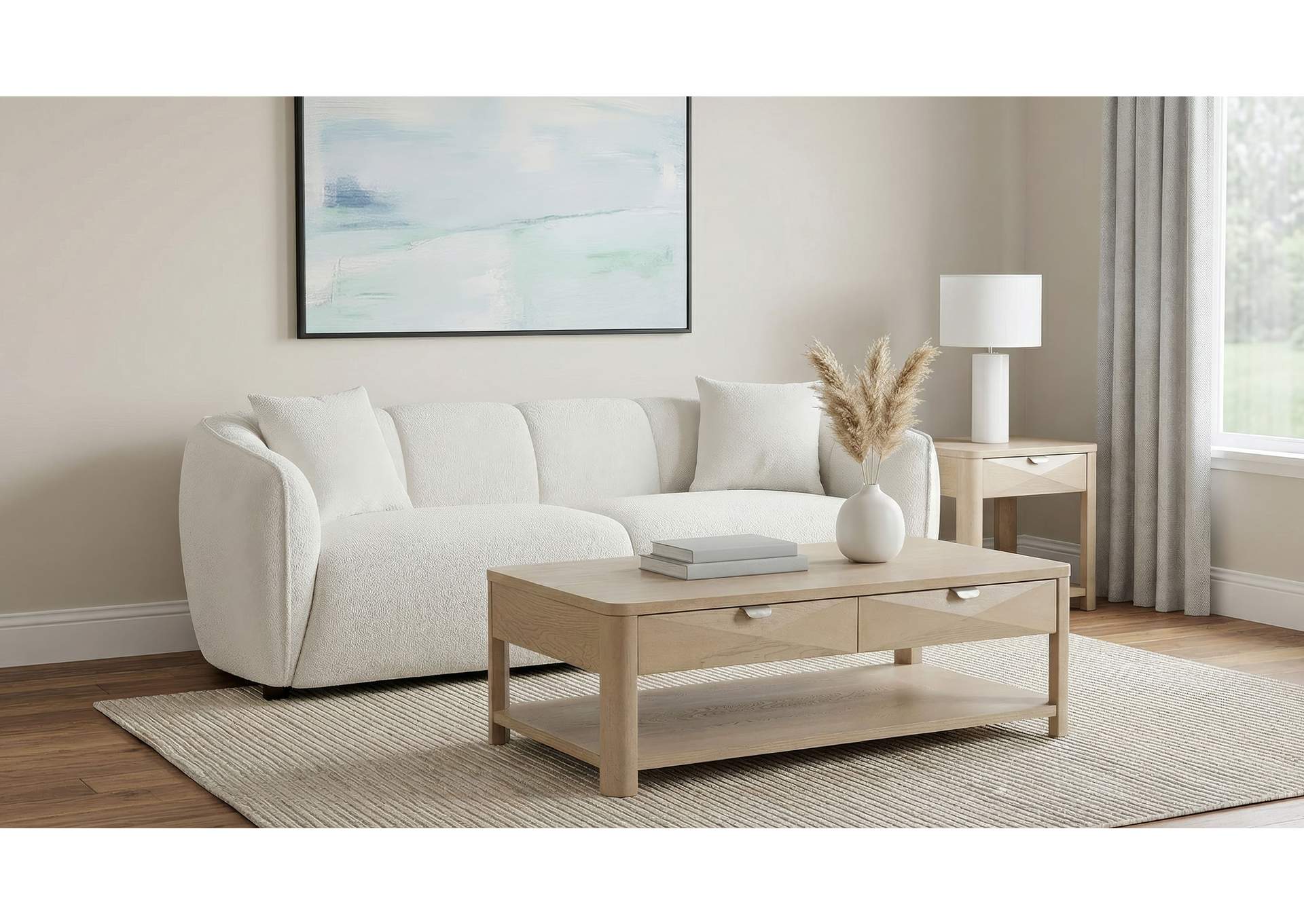 Aleisha Fabric Upholstered Sofa Sand image 3